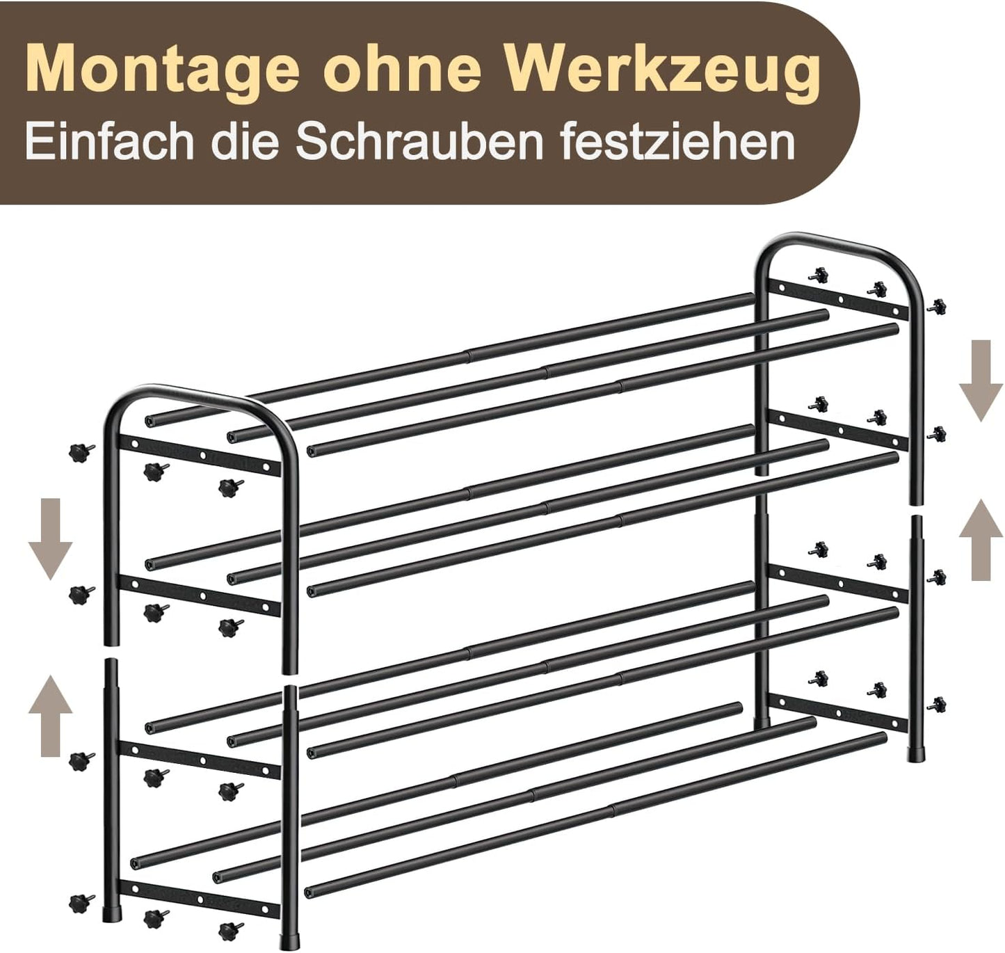 Ausziehbares Schuhregal für enge Räume (4 Ebenen), 4 Ebenen