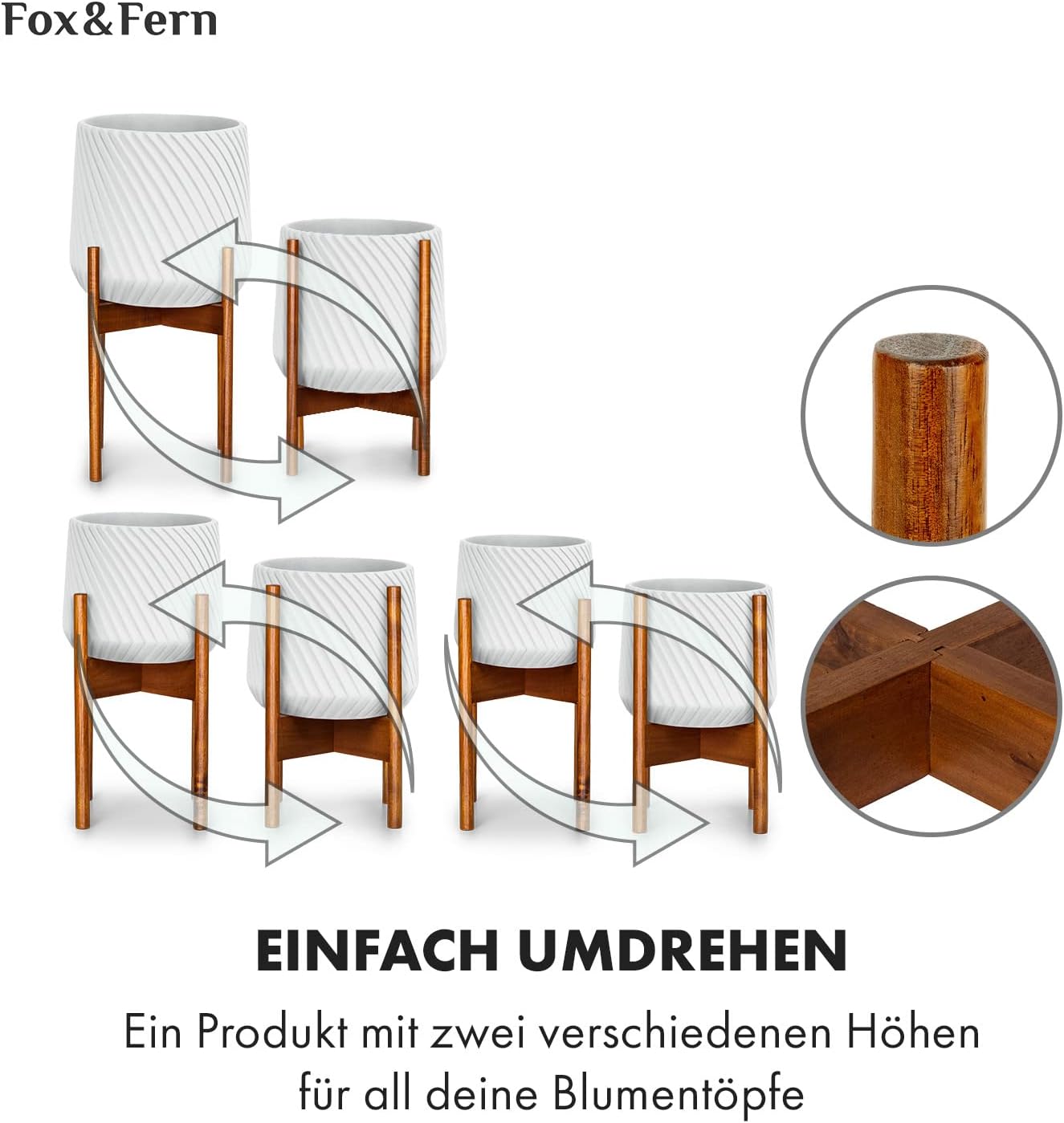 Pflanzenhocker Set, S/M/L / Akazie