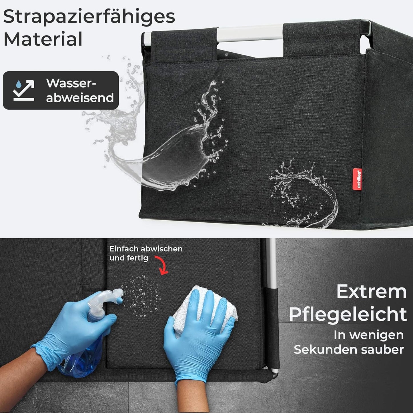 Faltbare Transportbox mit Alurahmen, Schwarz