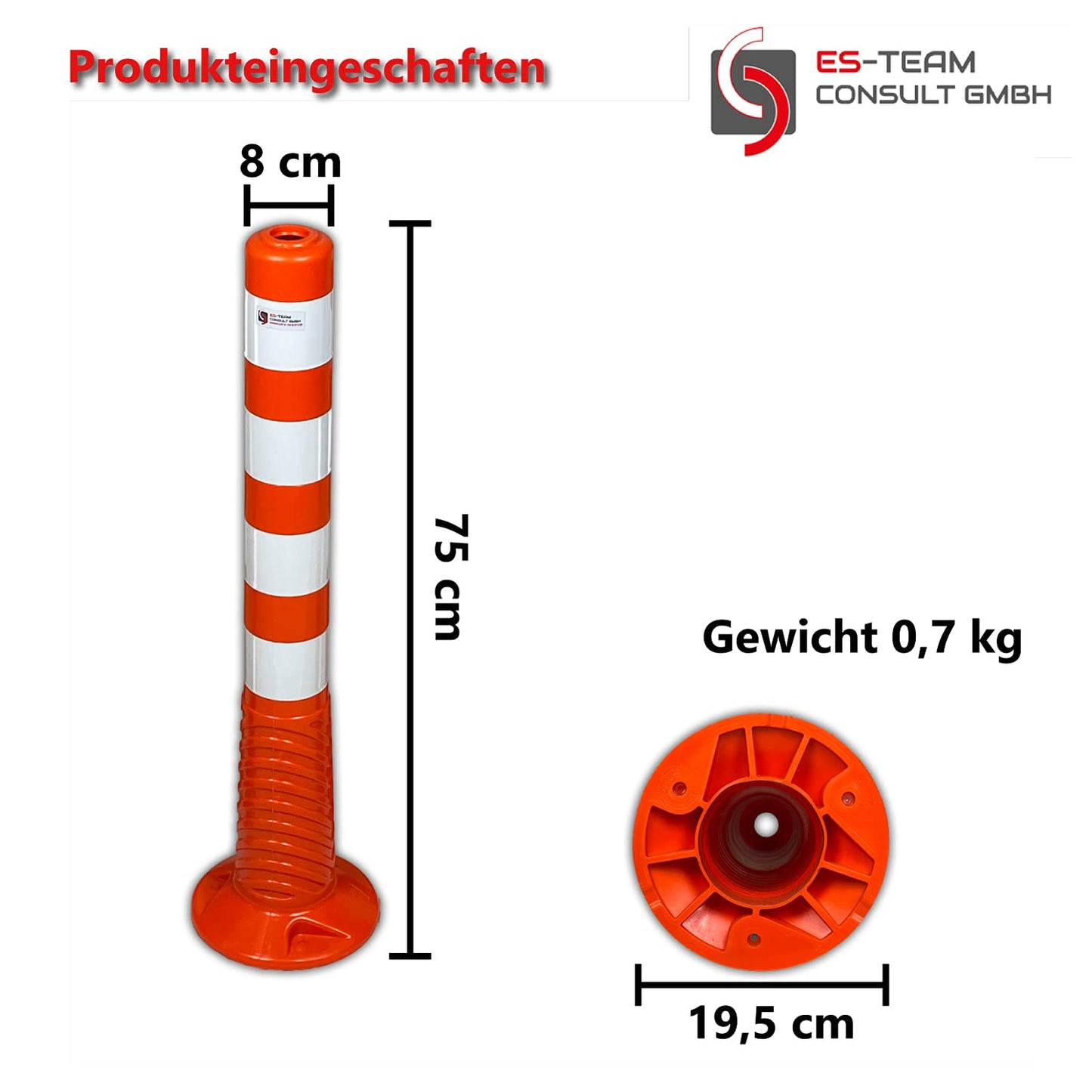Absperrpfosten-Set Ecoline, 2 / 75cm