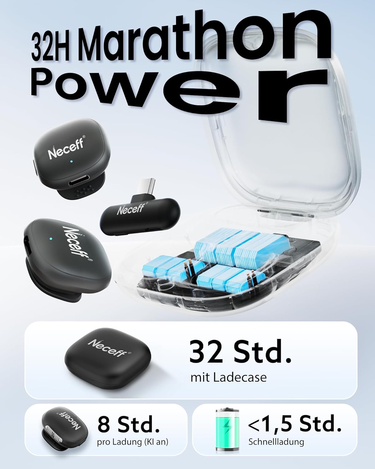 Echo Air 2 Lavalier Mikrofon USB-C für Smartphones, Elfenbeinschwarz