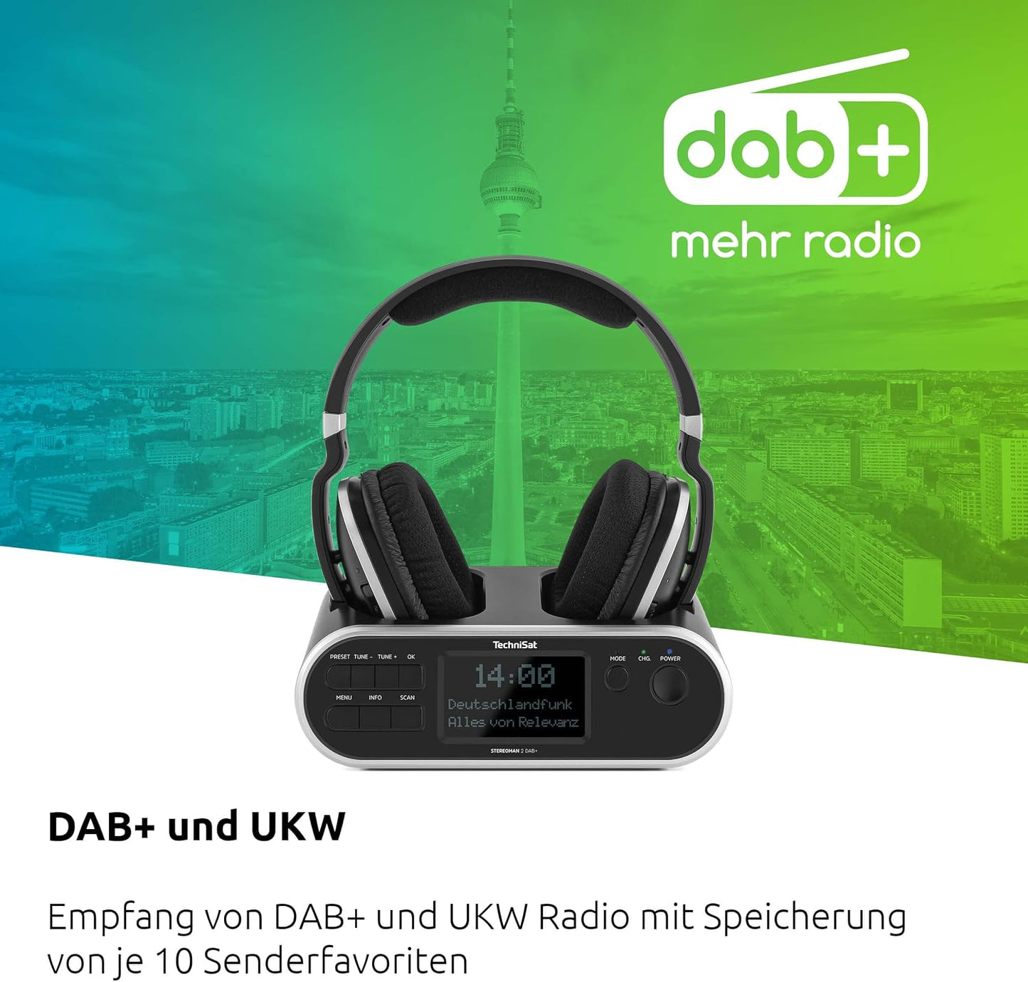 Stereoman2dab+, Kopfhörer & Dockingstation mit Radioempfang