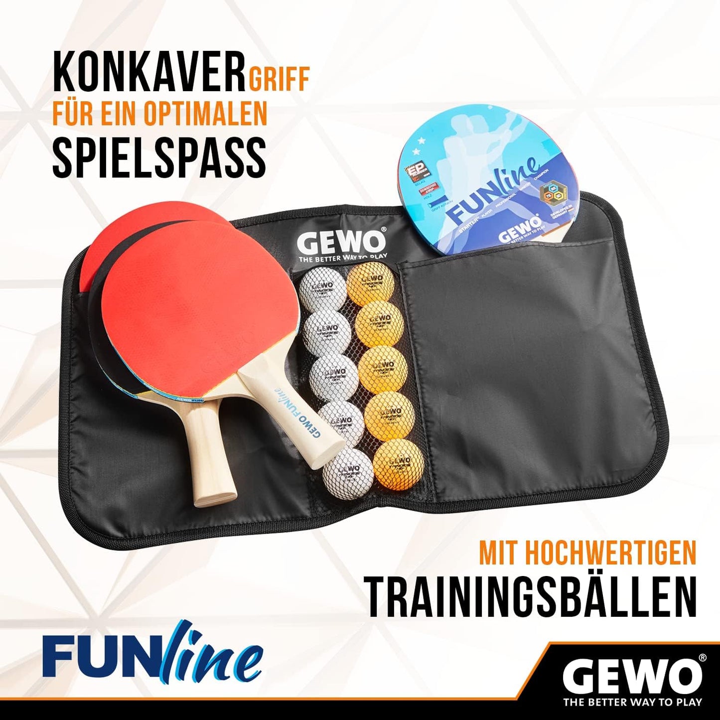 FunLine Tischtennisschläger Set mit Bällen und Aufbewahrungstasche
