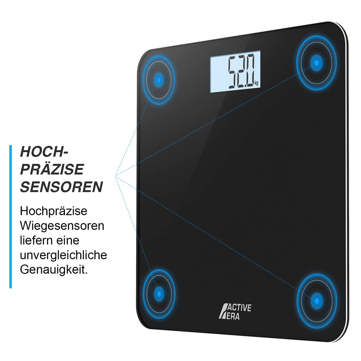 Digitale Personenwaage mit Step-On-Technologie, Schwarz