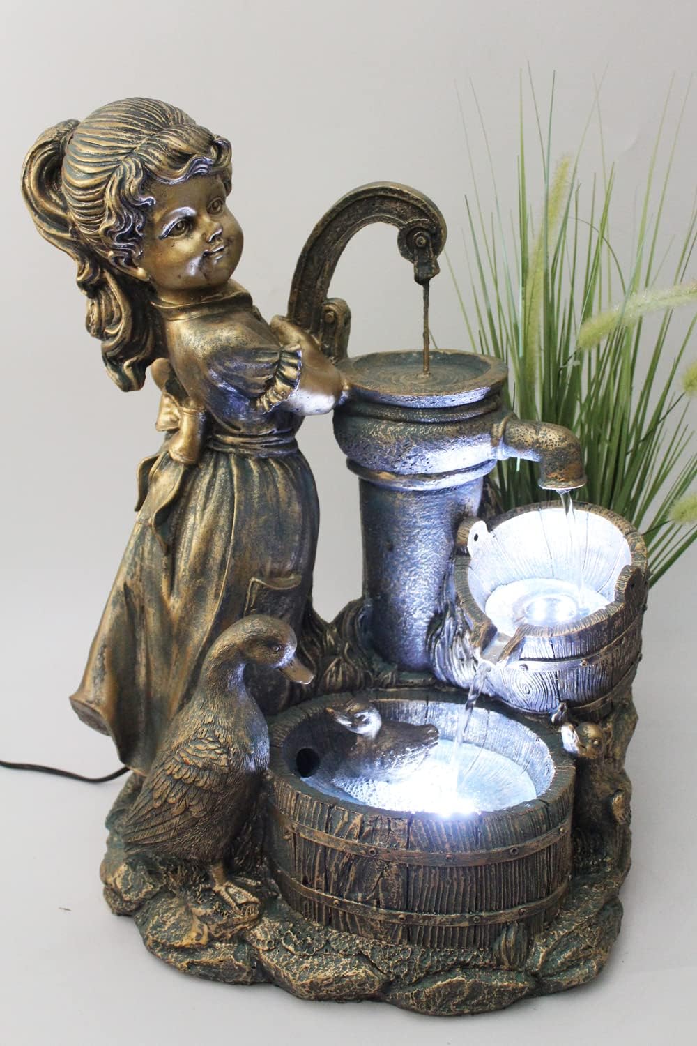 Gartenbrunnen Heidi mit Gänse Wasserspiel