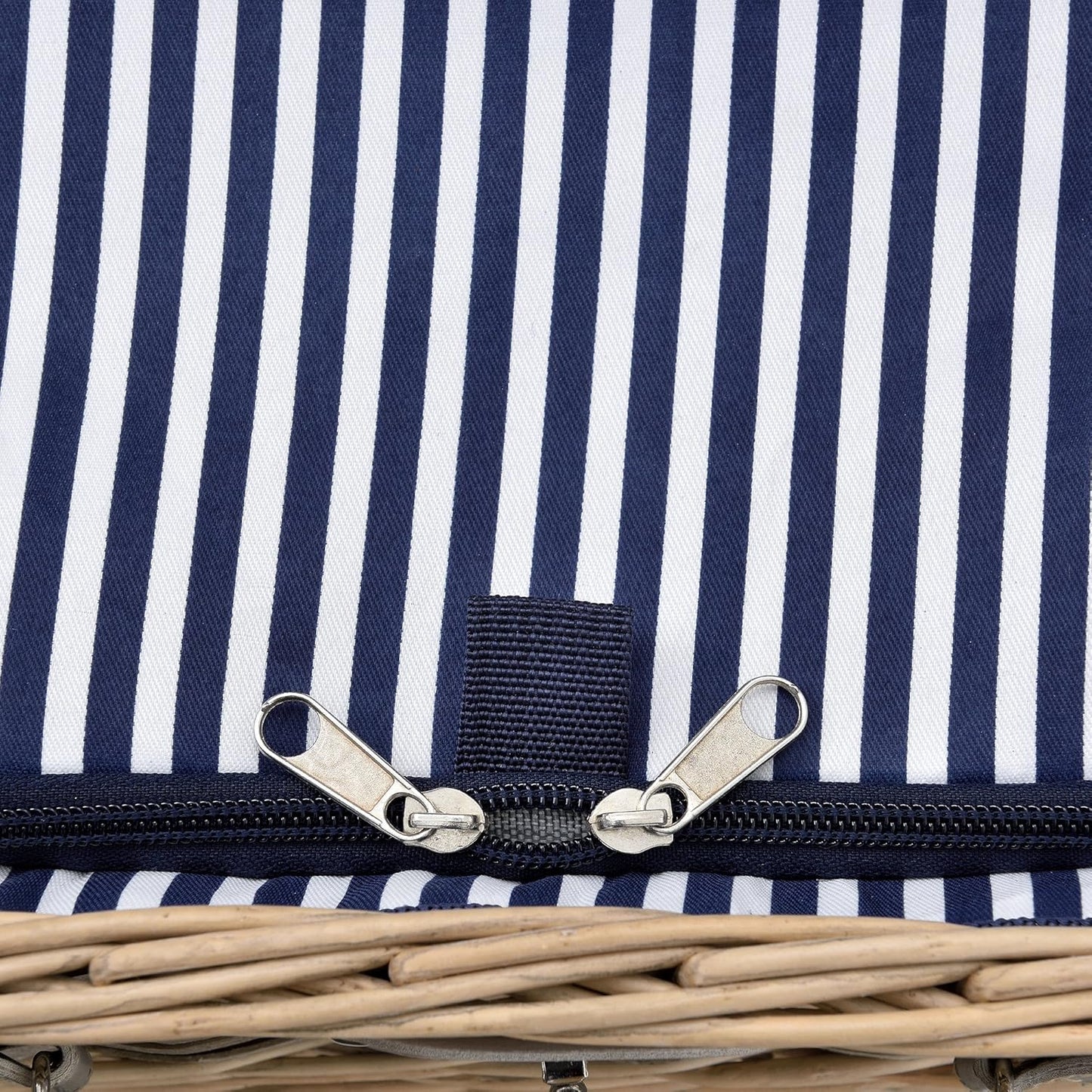 Picknickkorb-Set für 2 Personen mit Kühltasche, Blau-weiss 38 x 25 x 16 cm