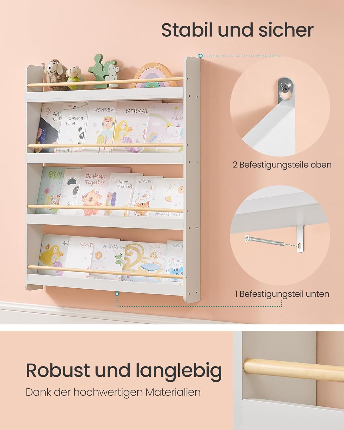 Kinder-Bücherregal mit 4 Ebenen (80 cm), 4 Ebenen (80B x 100H cm)
