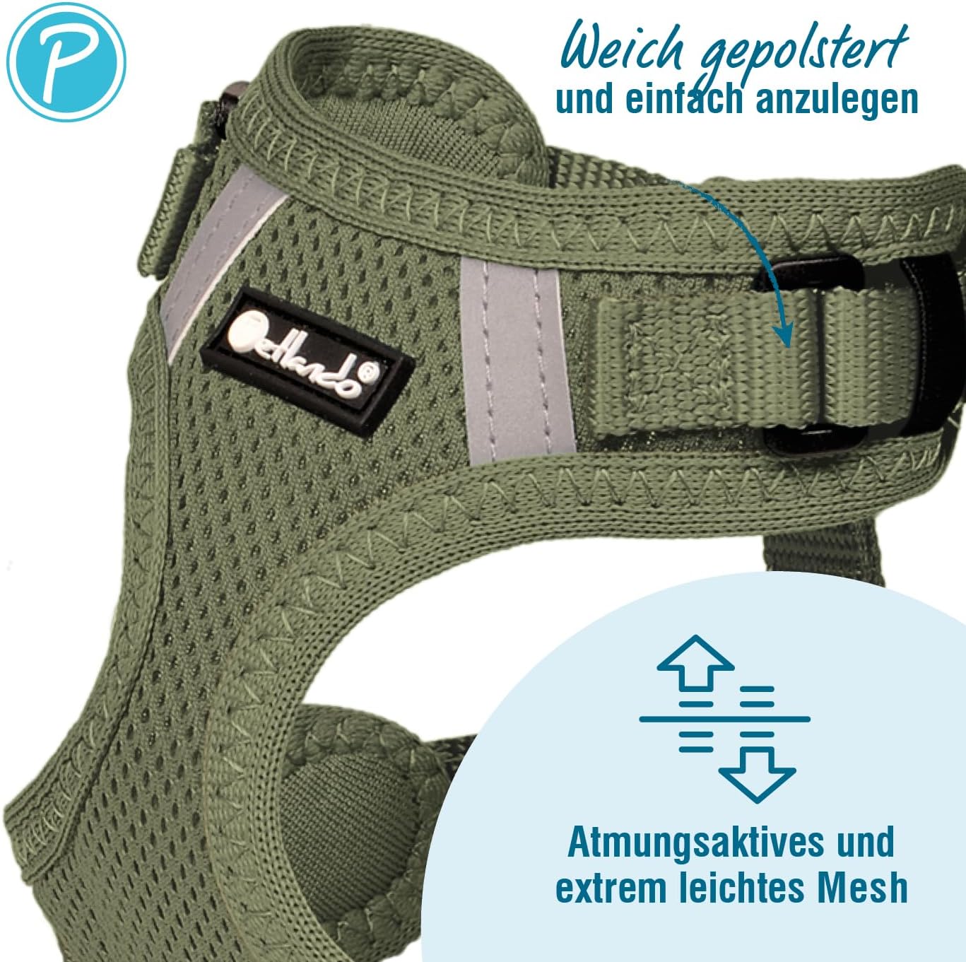 Hundegeschirr Mesh Vest, Olive XL