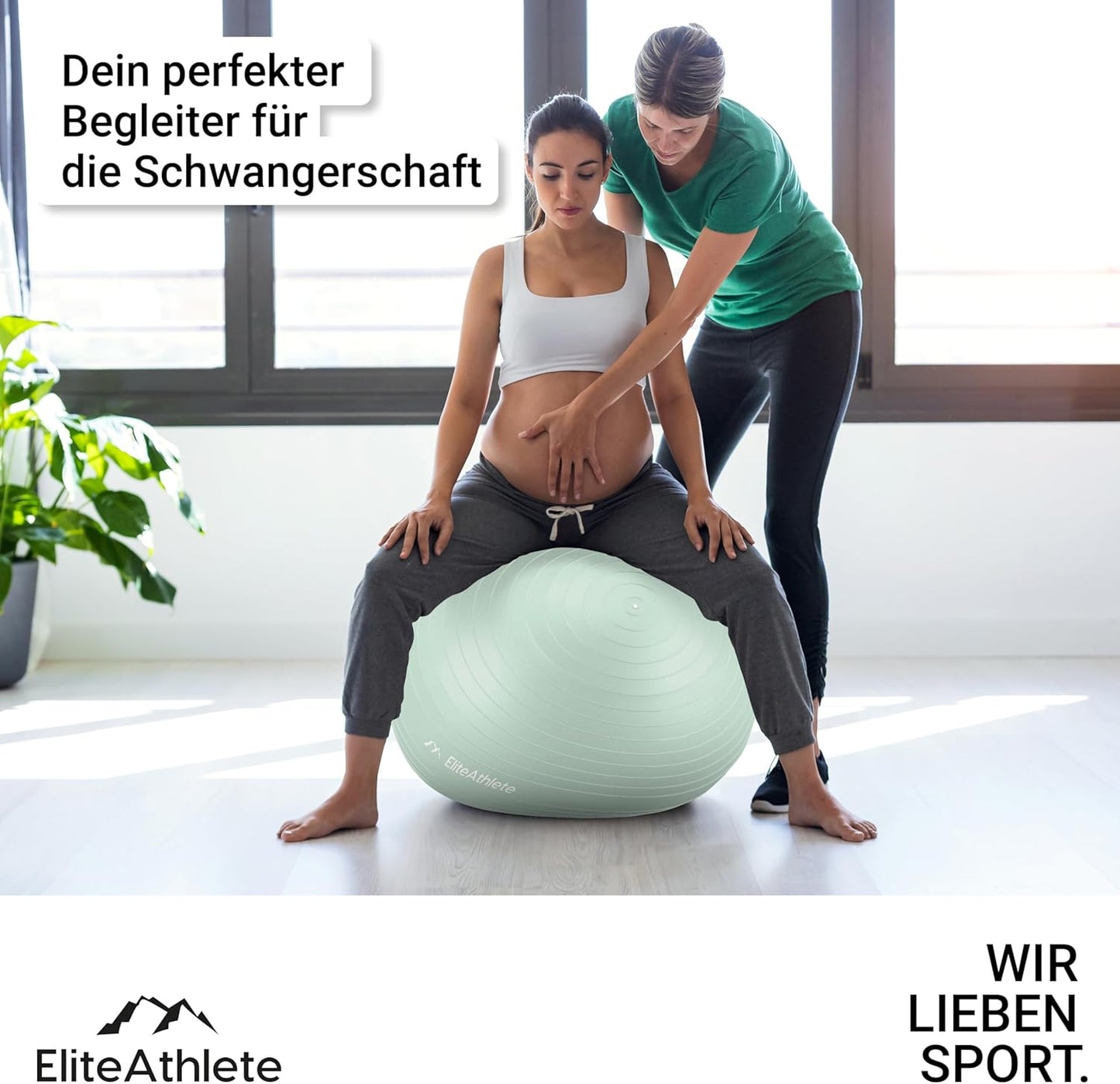 Ergonomischer Gymnastikball für Fitness und Schwangerschaft, Pastell Mint 65cm
