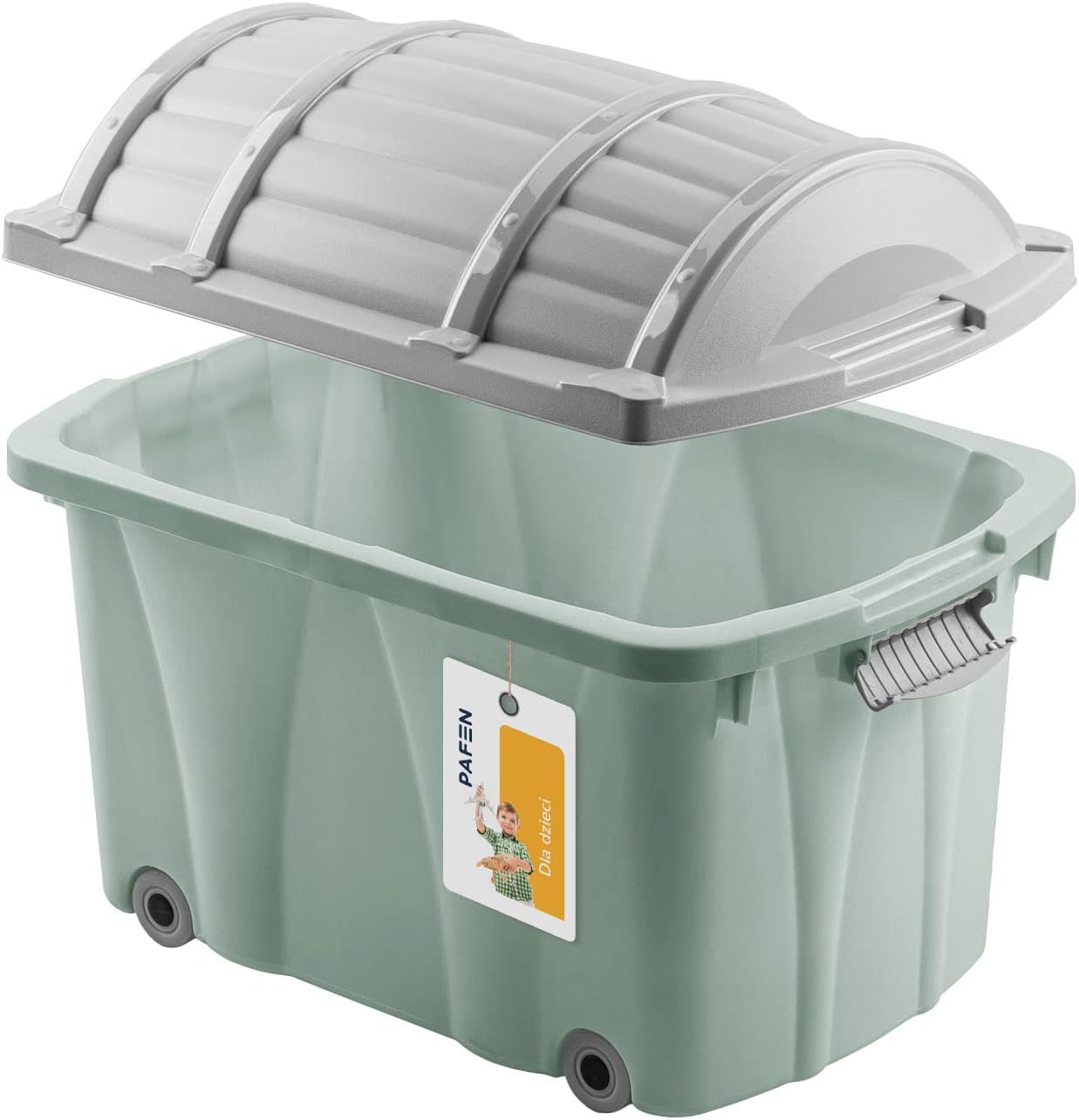 Spielzeugkiste mit Rollen (49L) für Kinder, Grün Piratbox 49l