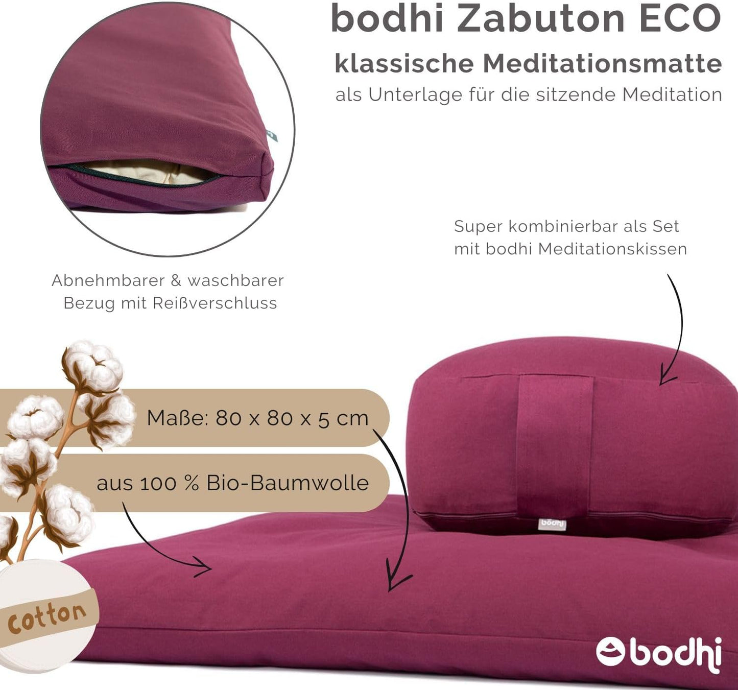 Meditationsmatte Zabuton, Aubergine