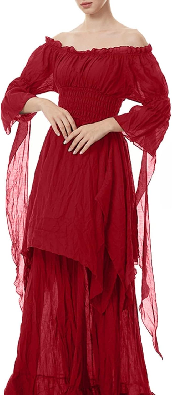 Mittelalter Renaissance Maxikleid Kostüm, Rot M