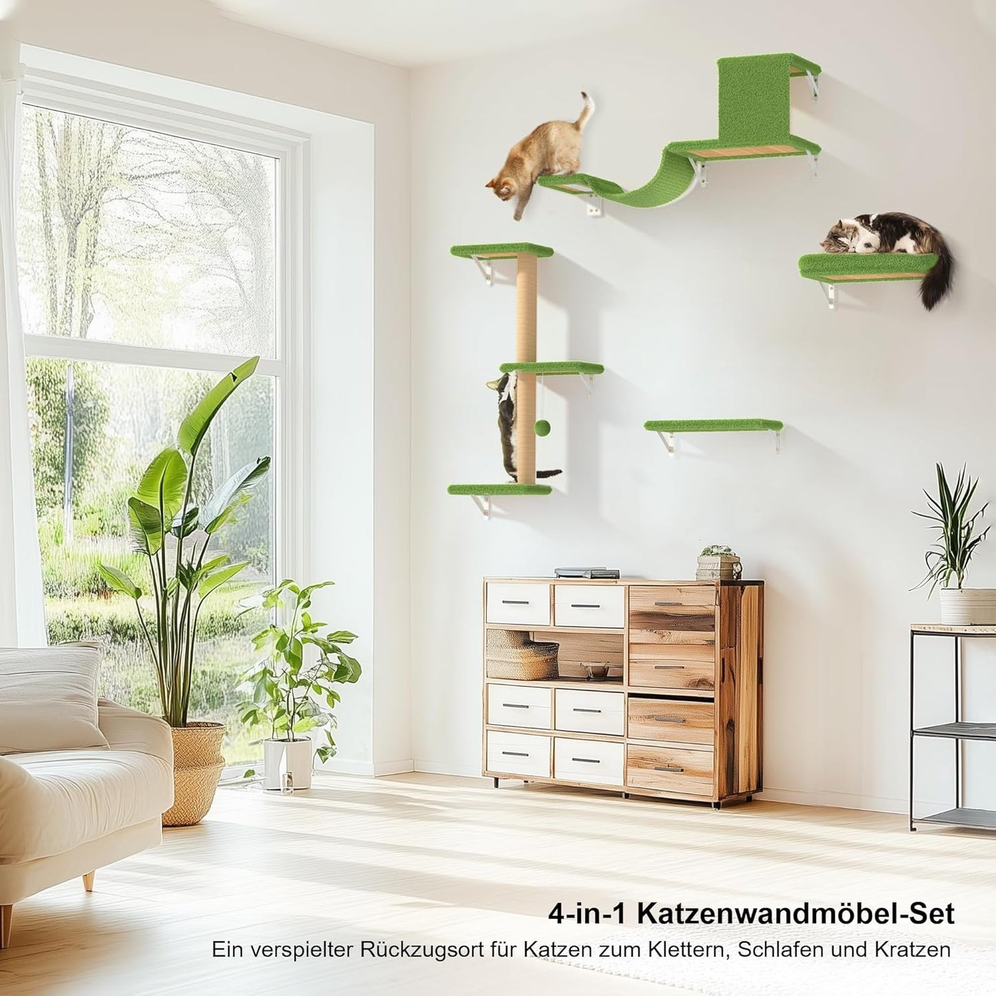 10-teiliges Kletterwand-Set mit Hängematte, grün