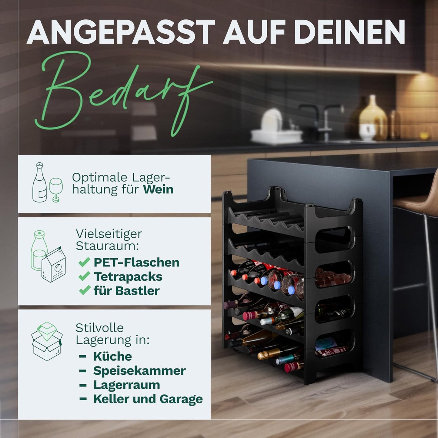 Modulares Flaschenregal, für 72 Flaschen