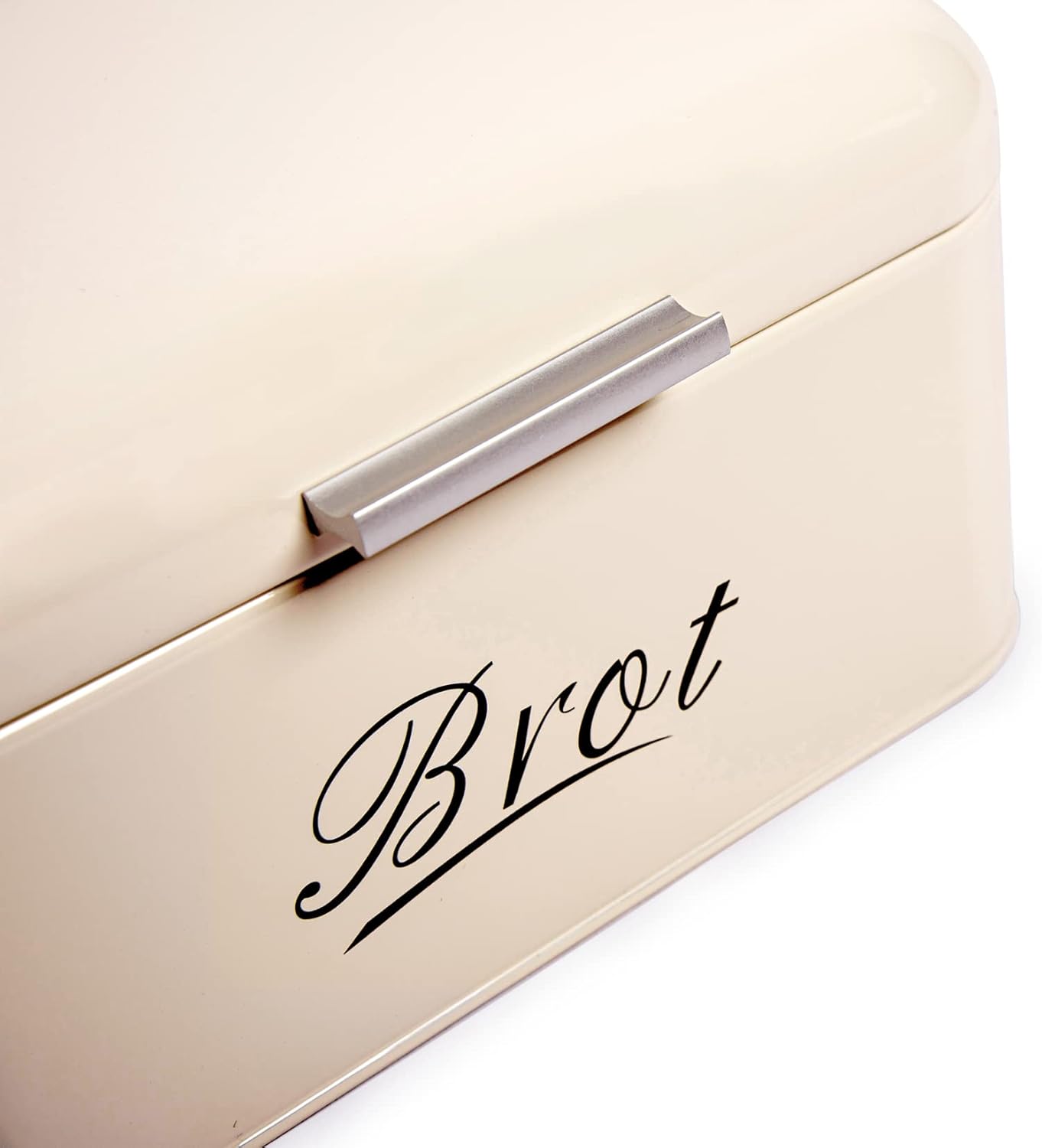 Grosser Brotkasten mit Deckel im Retro Design, Beige-31cm