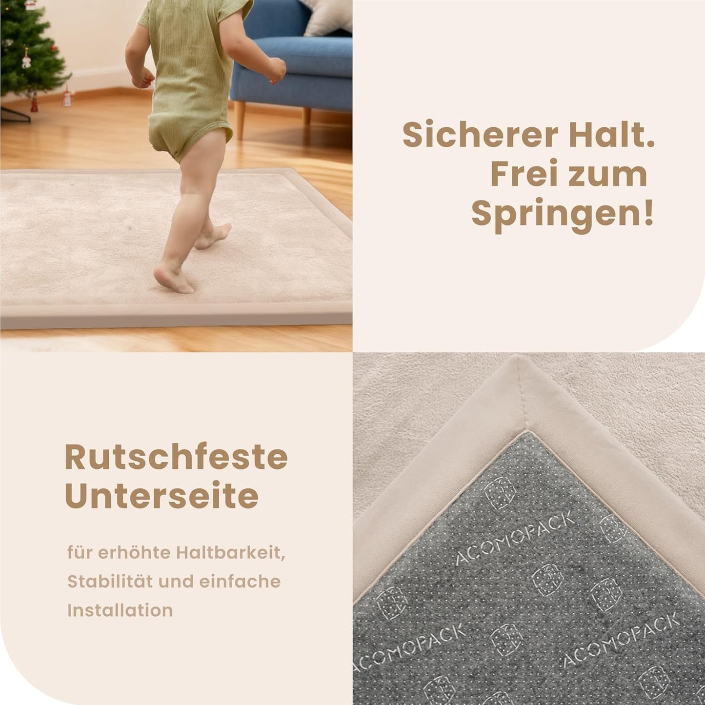 Krabbel- und Spielmatte, Beige 127 x 127 x 3.5 cm