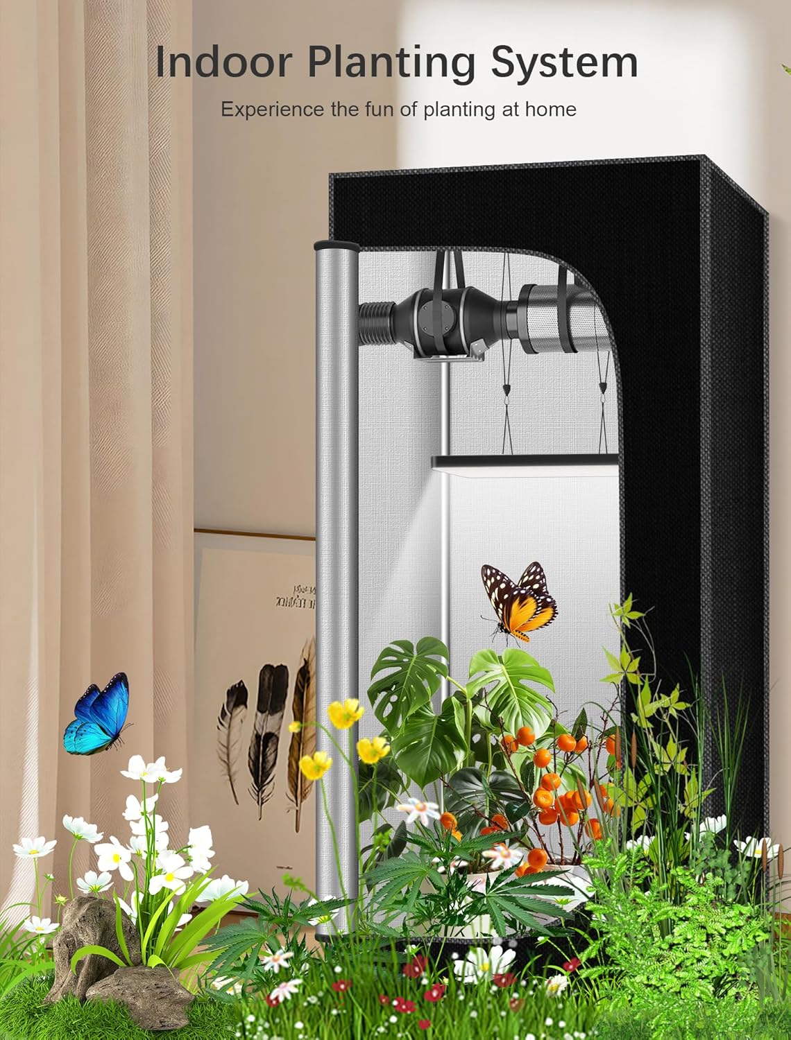 Growzelt Set mit LED und Belüftungssystem, 6060140TZ