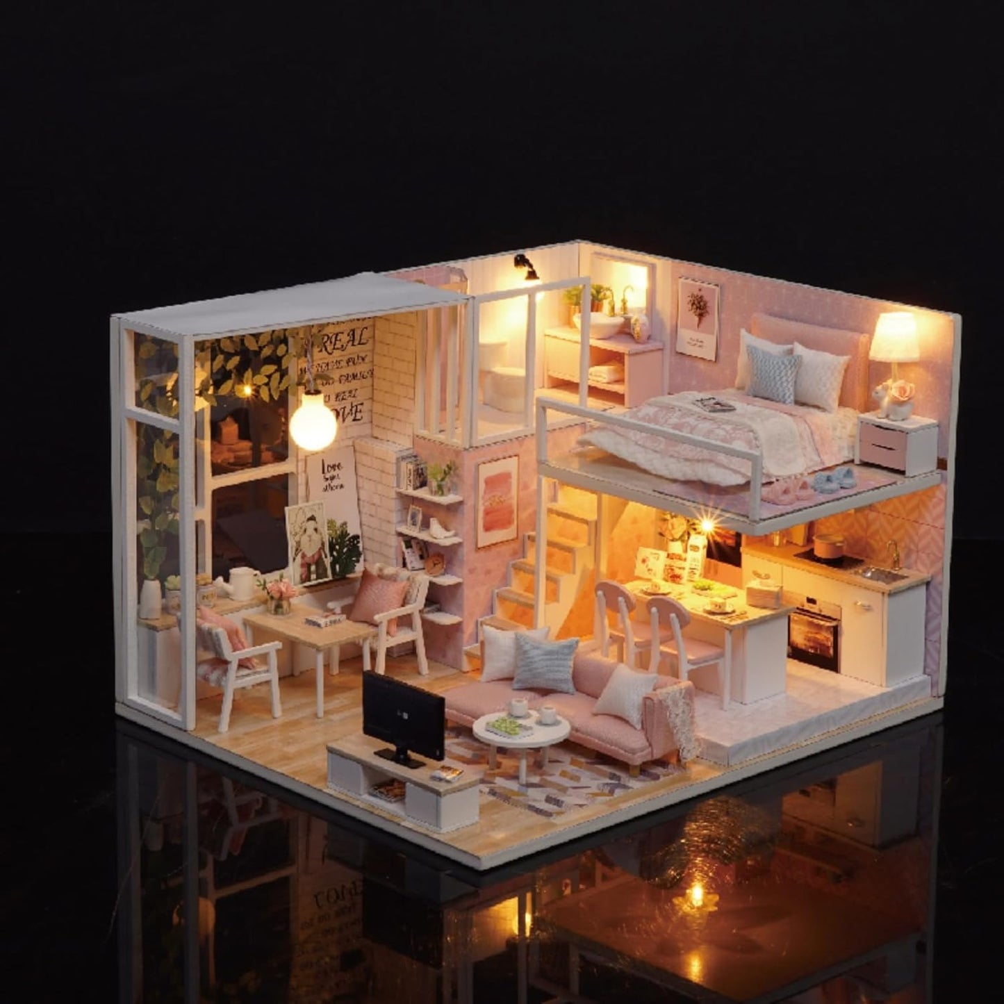 DIY Miniaturmodell-Kit mit LED, Ruhiges Leben