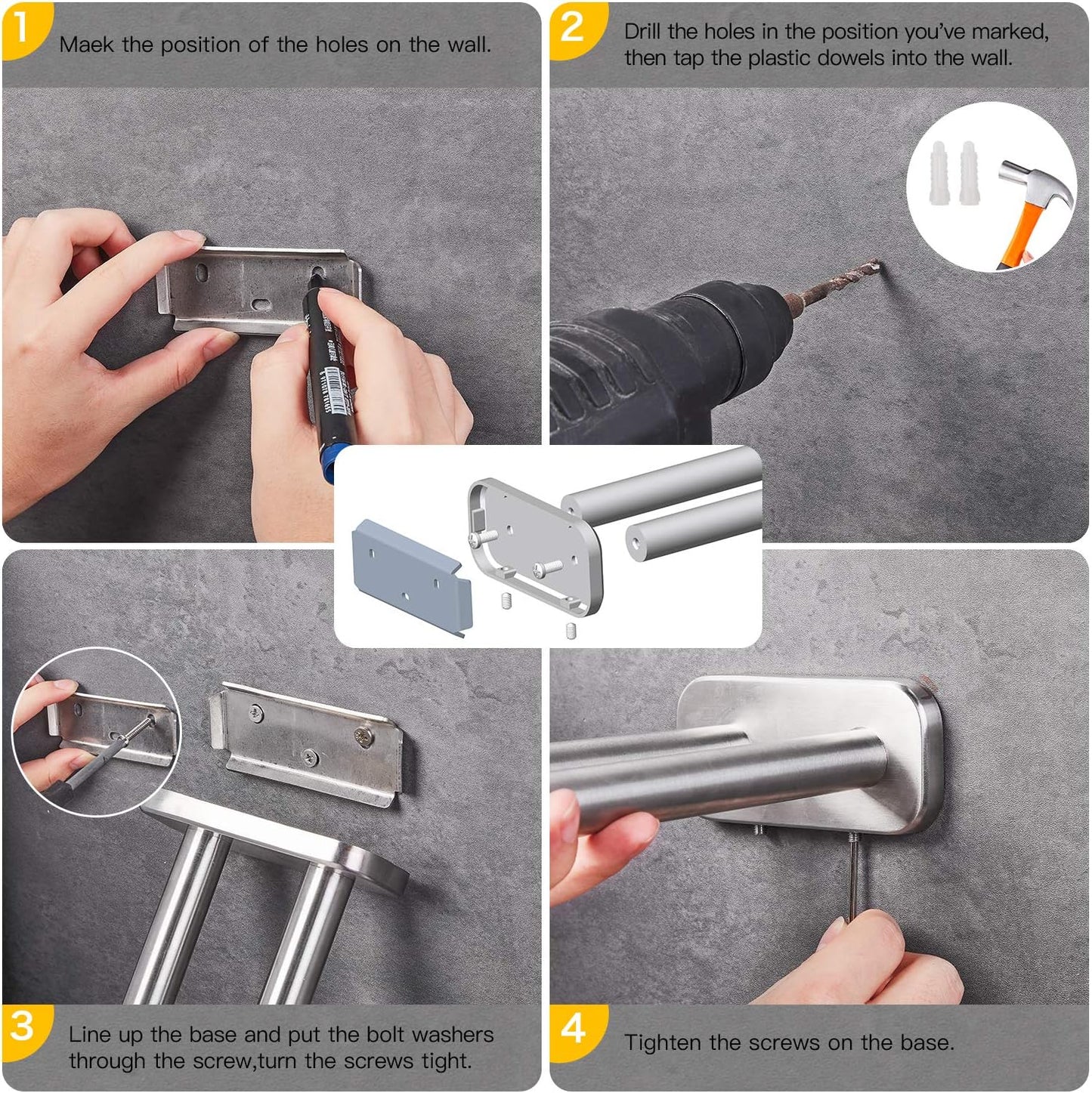Zweiarmiger Handtuchhalter, Silber