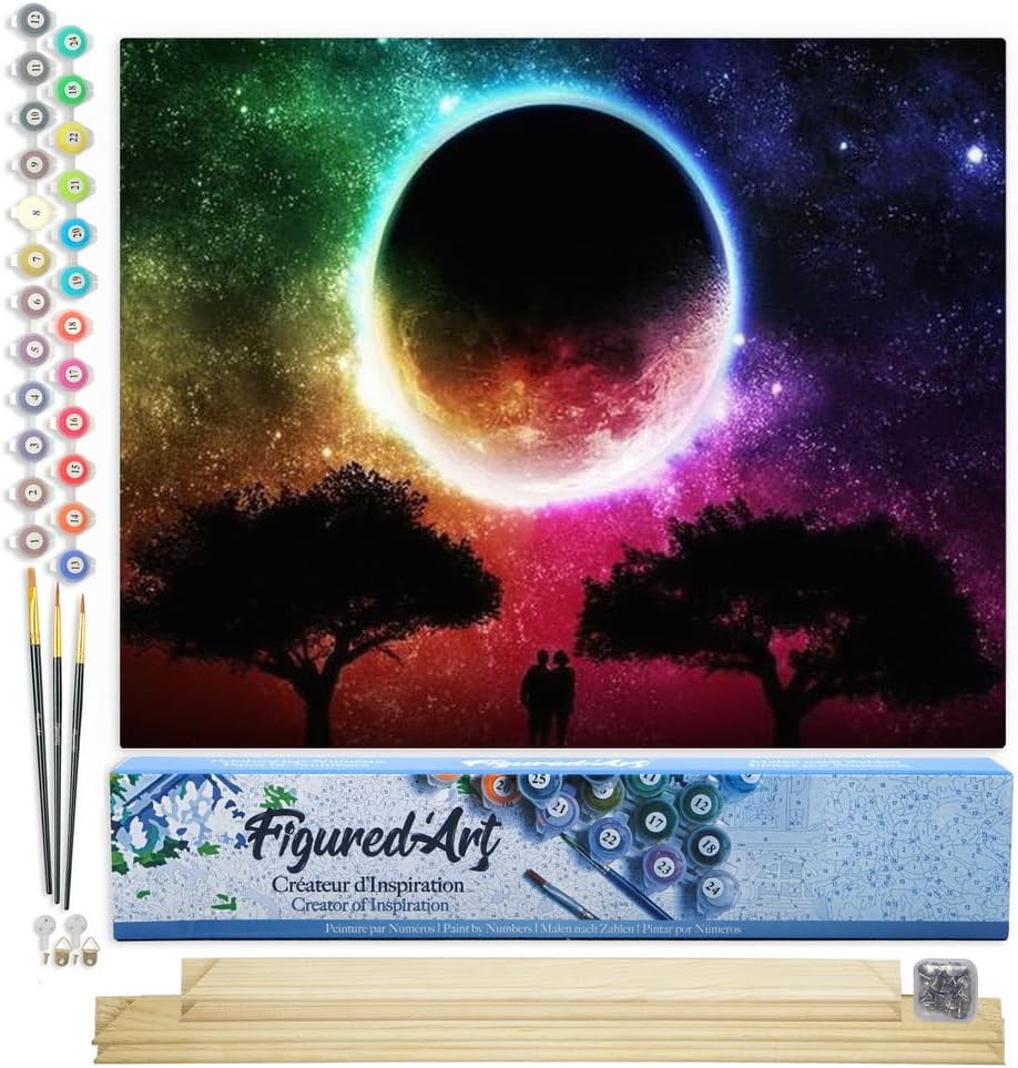 Malen Nach Zahlen Set Mond, Farbiger Mond 40x50cm Mit Keilrahmen (nicht gespannt)