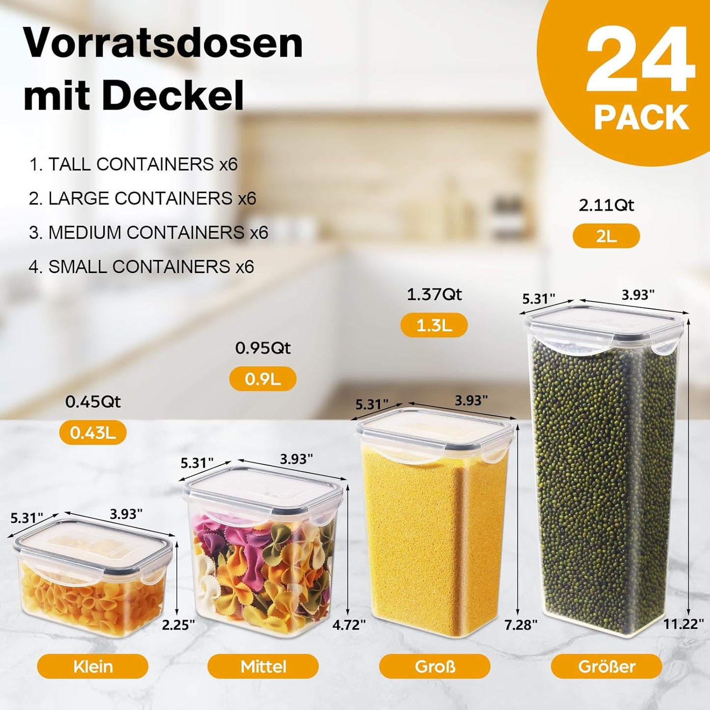 24er-Set Vorratsdosen, YH1310-24PCS