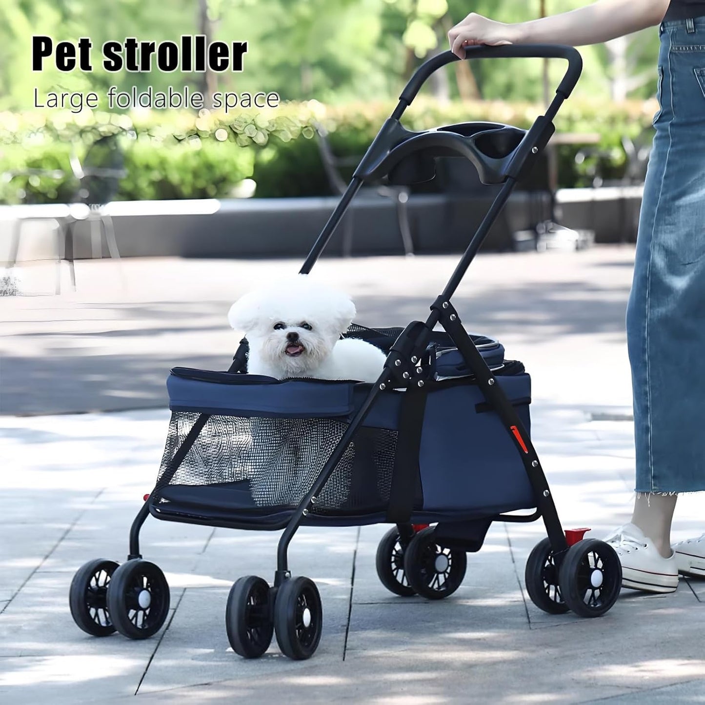 Faltbarer Haustier-Kinderwagen für Hunde und Katzen, grau