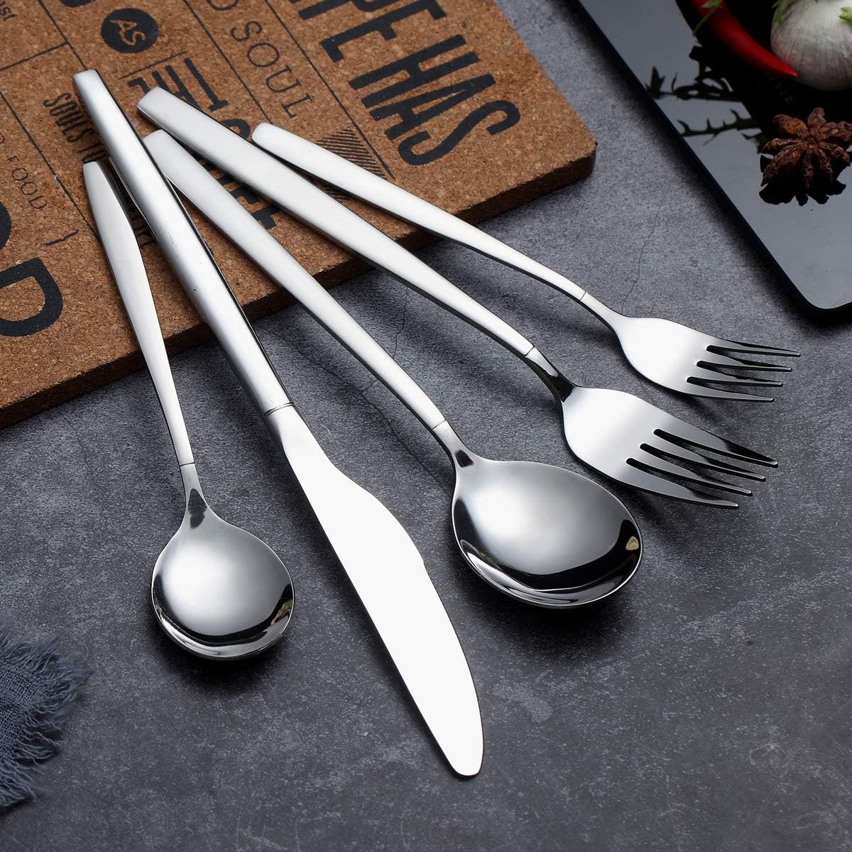 Edelstahl Besteckset für 6 Personen (30-teilig), 07. Silber