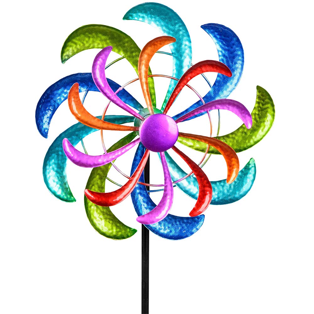Farbenfrohes Windrad Gartenstecker (124x30 cm)