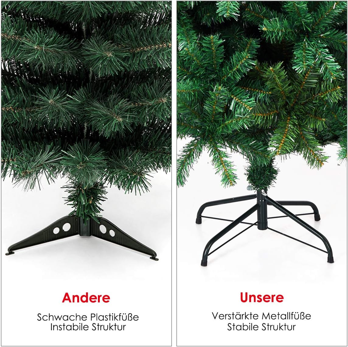 Künstlicher Weihnachtsbaum mit Metallständer, 650 Spitzen, Grün 180 cm