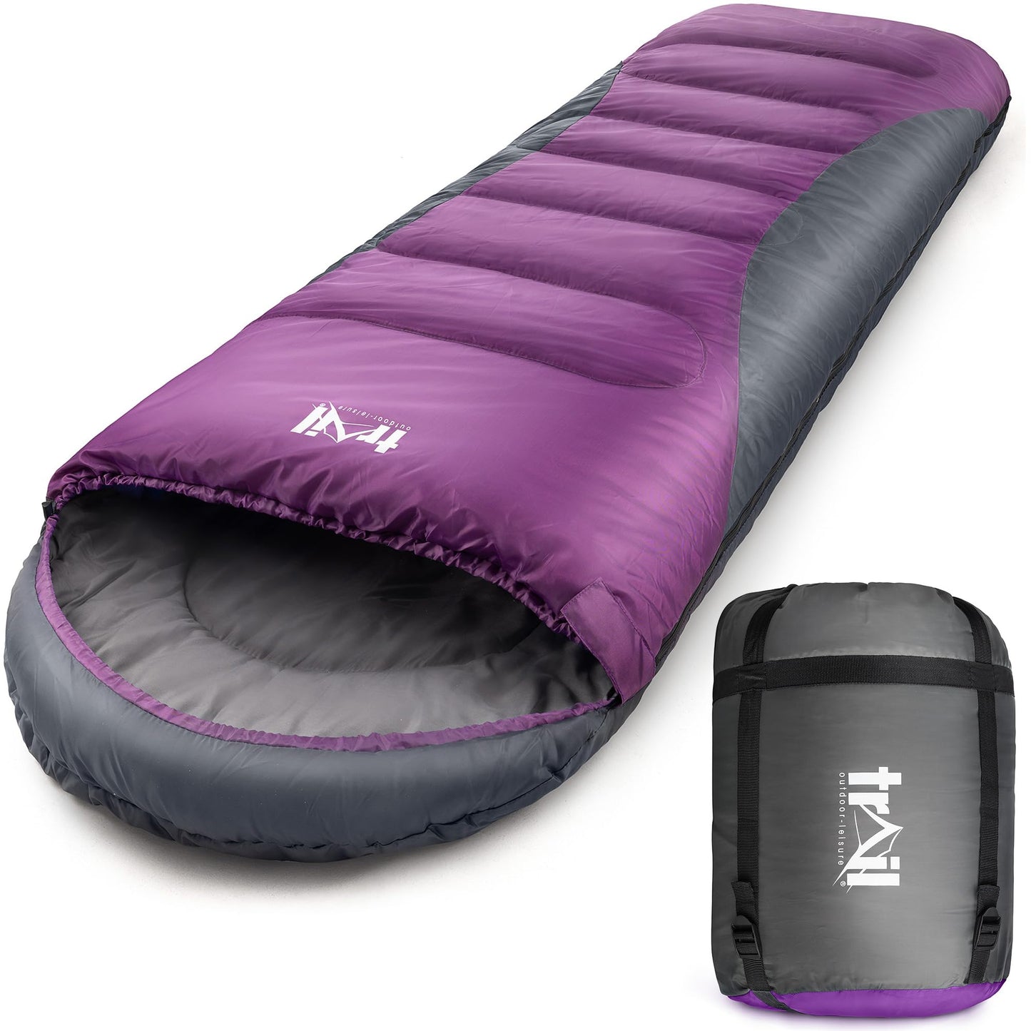 3-Jahreszeiten Schlafsack mit Kapuze, Violett