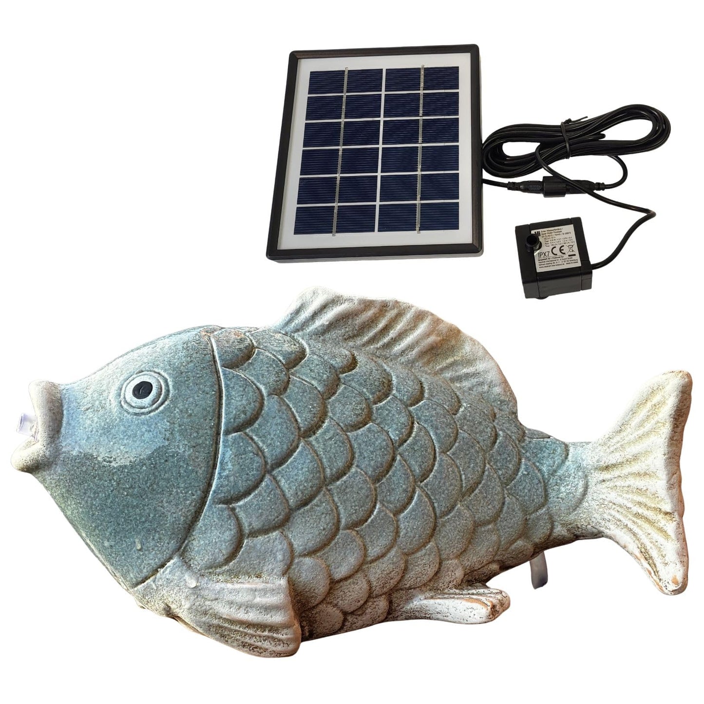 Solar Wasserspeier Fisch für Garten & Balkon