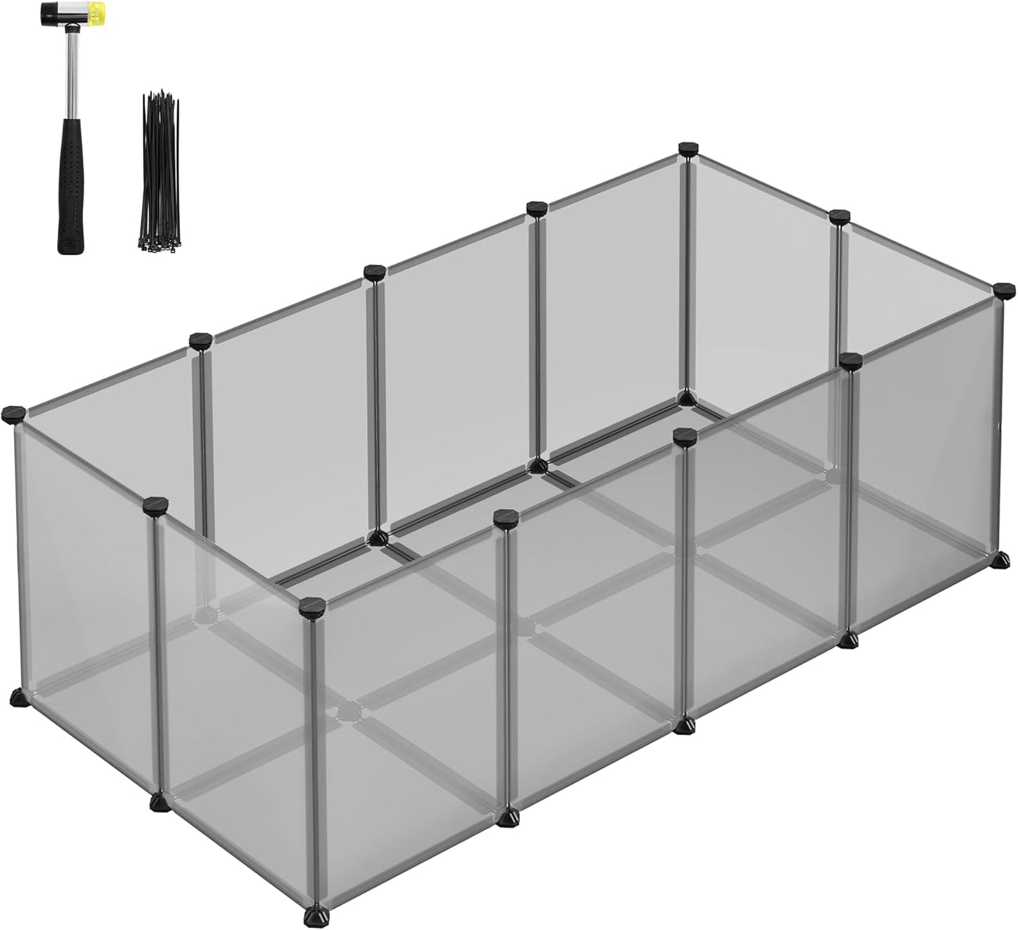 Freigehege Laufstall für Kleintiere, 125 x 63 x 42 cm, S (125 x 63 x 42 cm), Grau