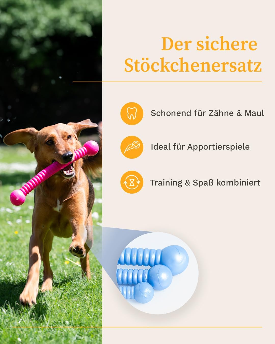 Funstix Apportierstab für Hunde, Metallic-Blau L