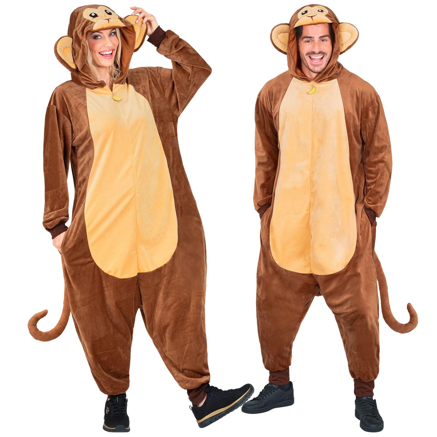 Affen Jumpsuit für Erwachsene, Affen Braun S-M