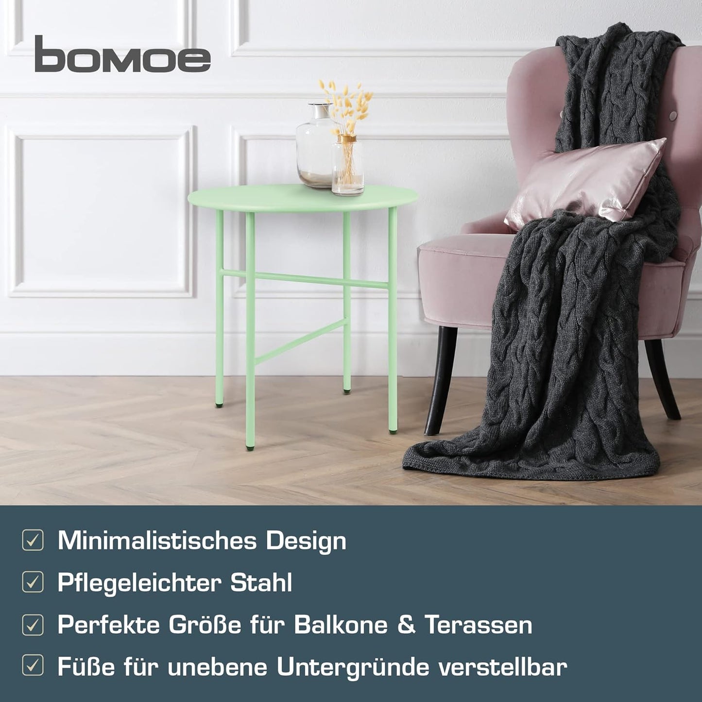 Runder Beistelltisch, Tischplatte: Ø 44cm - Höhe: 46cm Mint