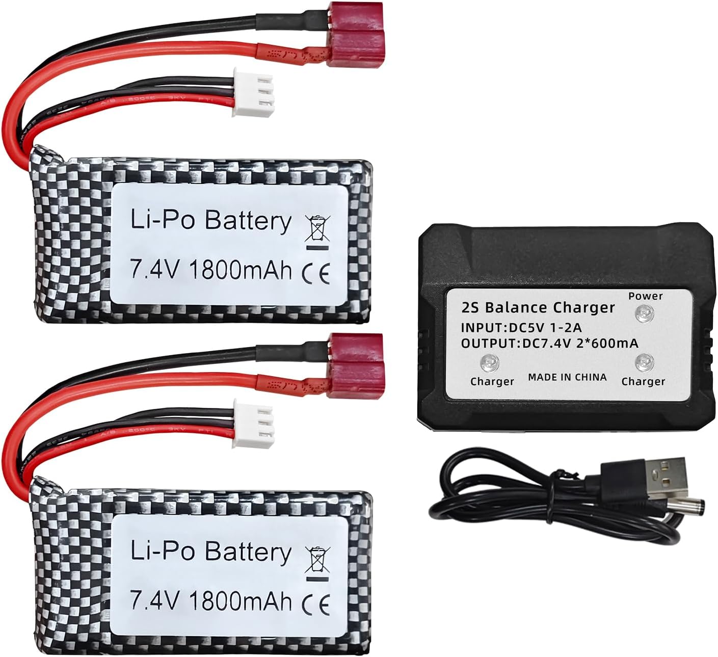 2-teiliges Lipoakku-Set 7.4V 1800mAh mit Ladegerät