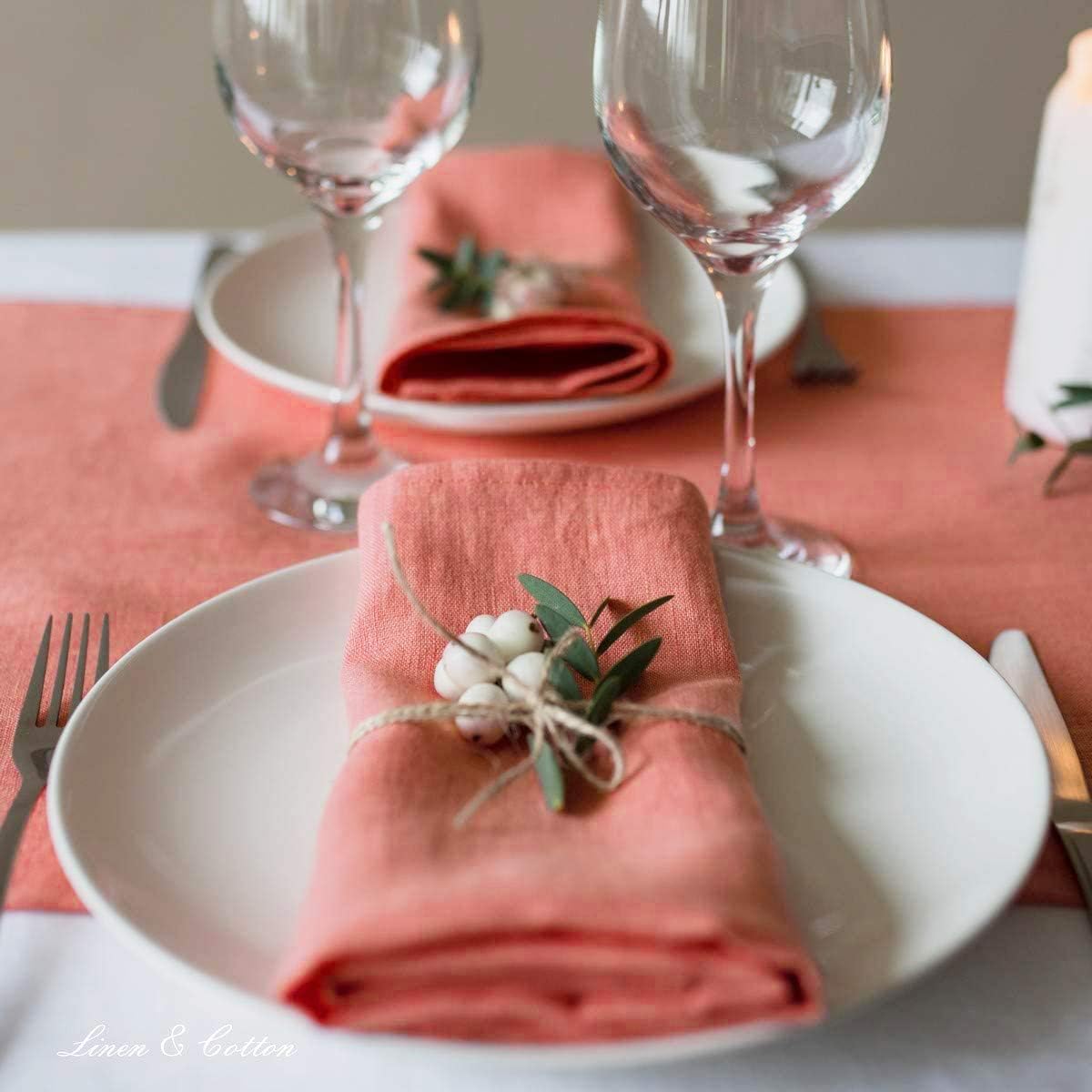 4-teiliges Stoffservietten-Set Hygge, Coral Rosa Servietten - 32 x 32cm