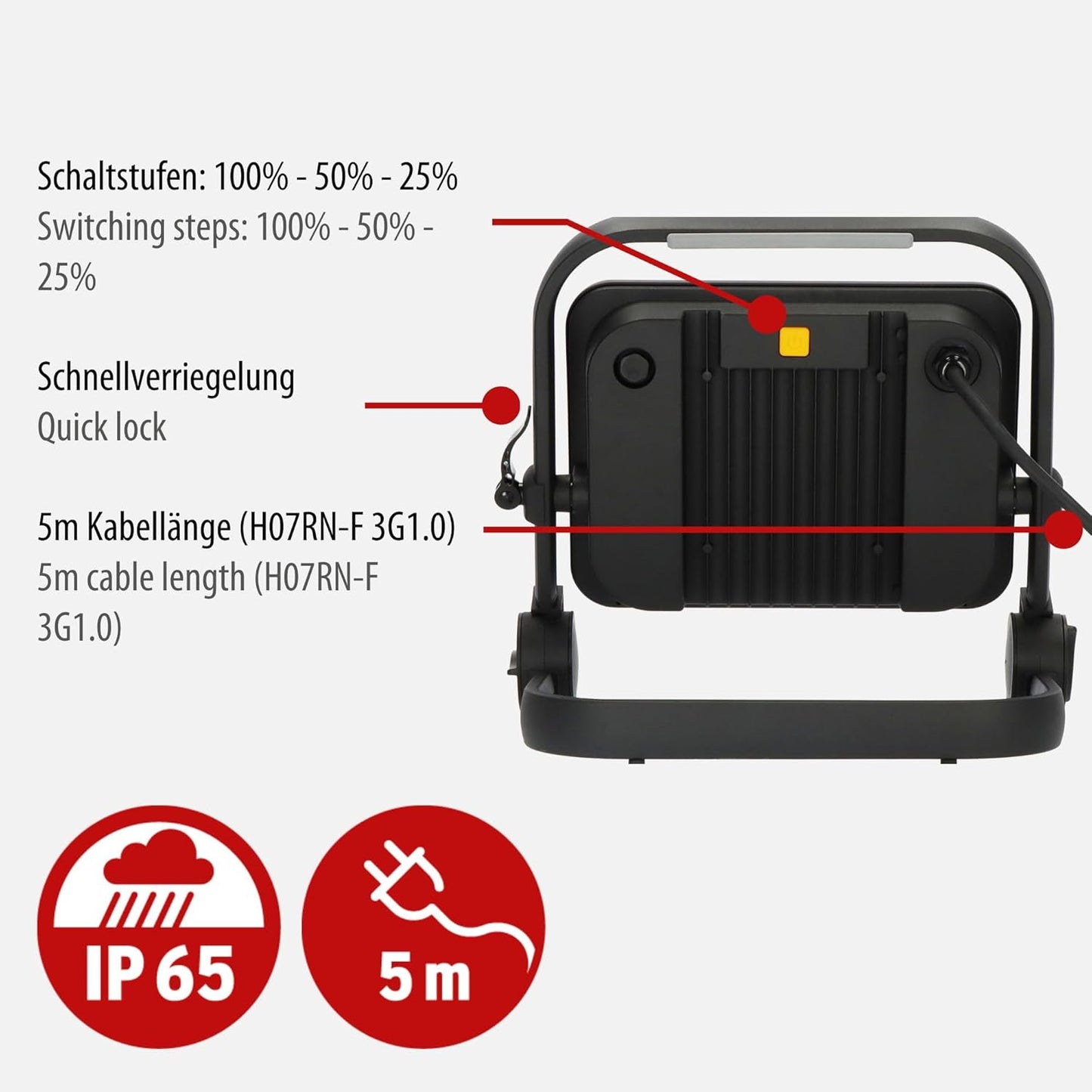 LED-Baustrahler JARO 14060 M, mit Schaltstufen 11500lm (100W)