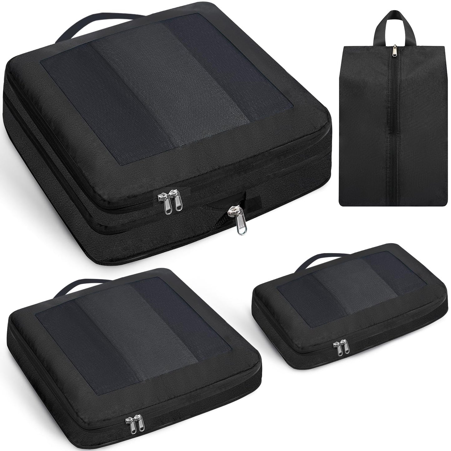 Kompakte Reise-Organizer Packwürfel (4er Set), Schwarz 4 Set