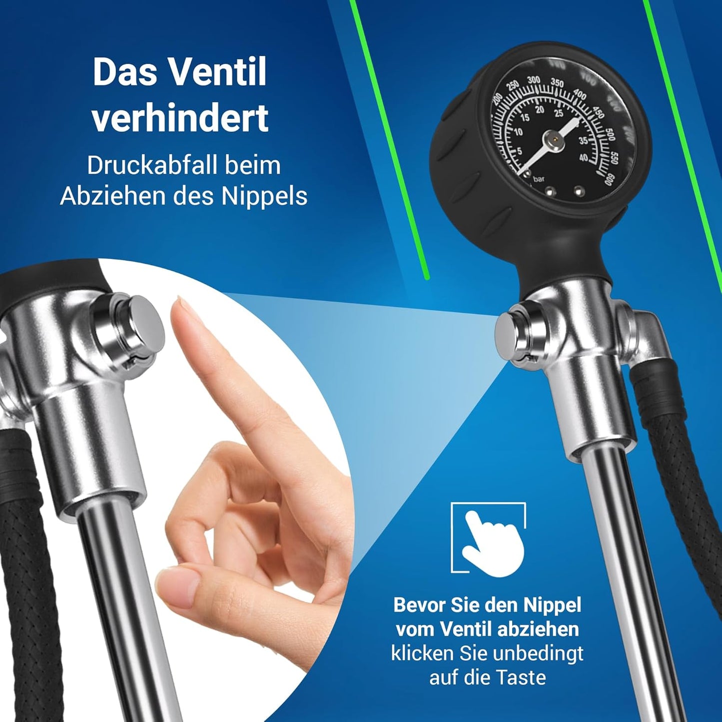 Hochdruck Dämpferpumpe Velo, 600 PSI / 40 Bar