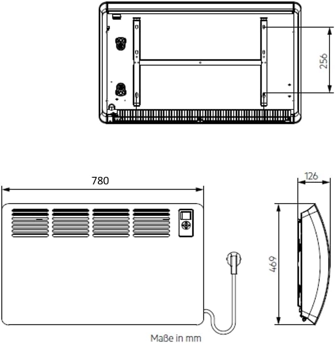 Wandkonvektor WKL 2000 Comfort, für ca. 25 m² / Aluminiumfront und 120-Min.-Timer
