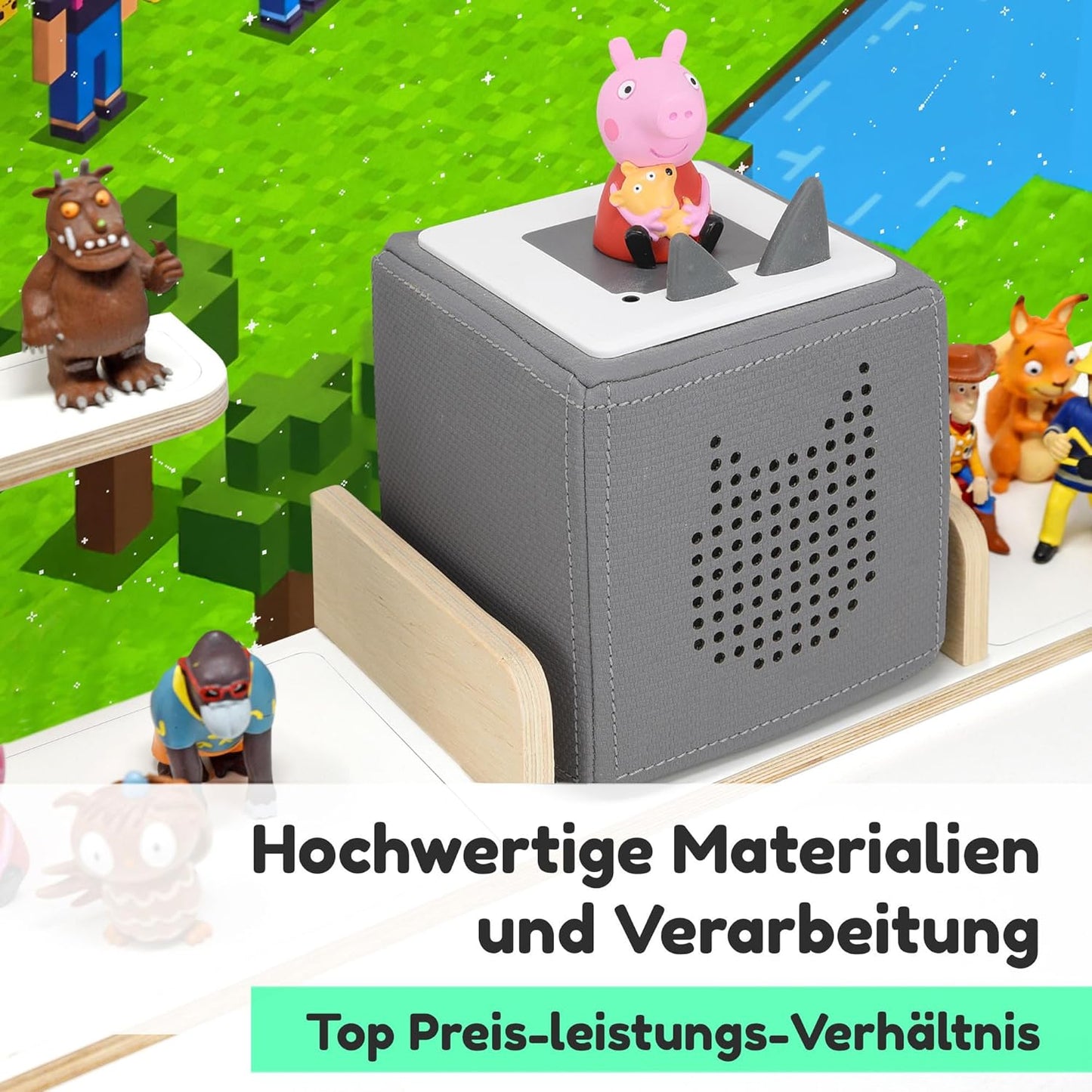 Holzregal für Tonies & Toniebox (35-50 Figuren), Gross Pixelwald Abenteuer