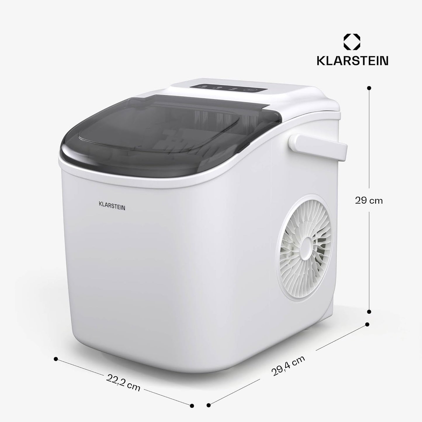 Tragbare Eiswürfelmaschine mit LED-Anzeige, Weiss