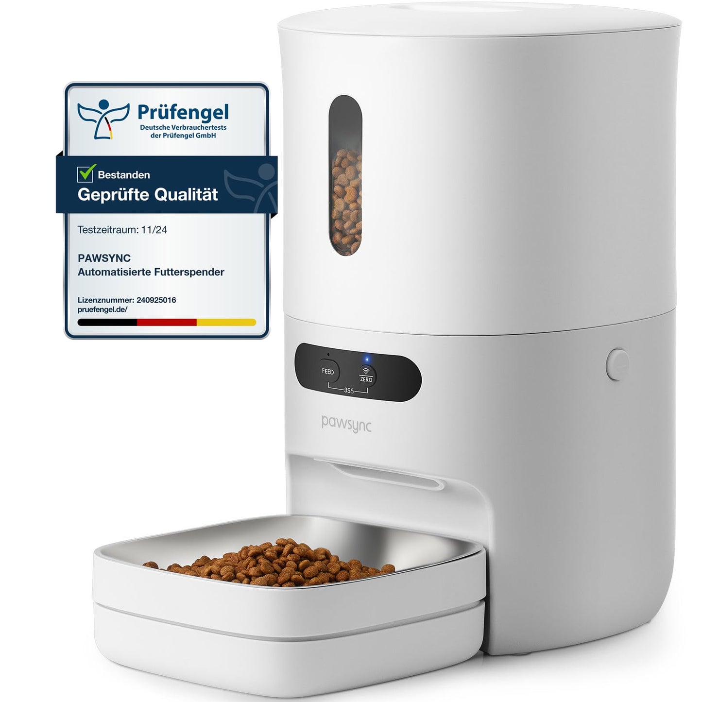 Smart Futterautomat mit App-Benachrichtigungen, Cremeweiss