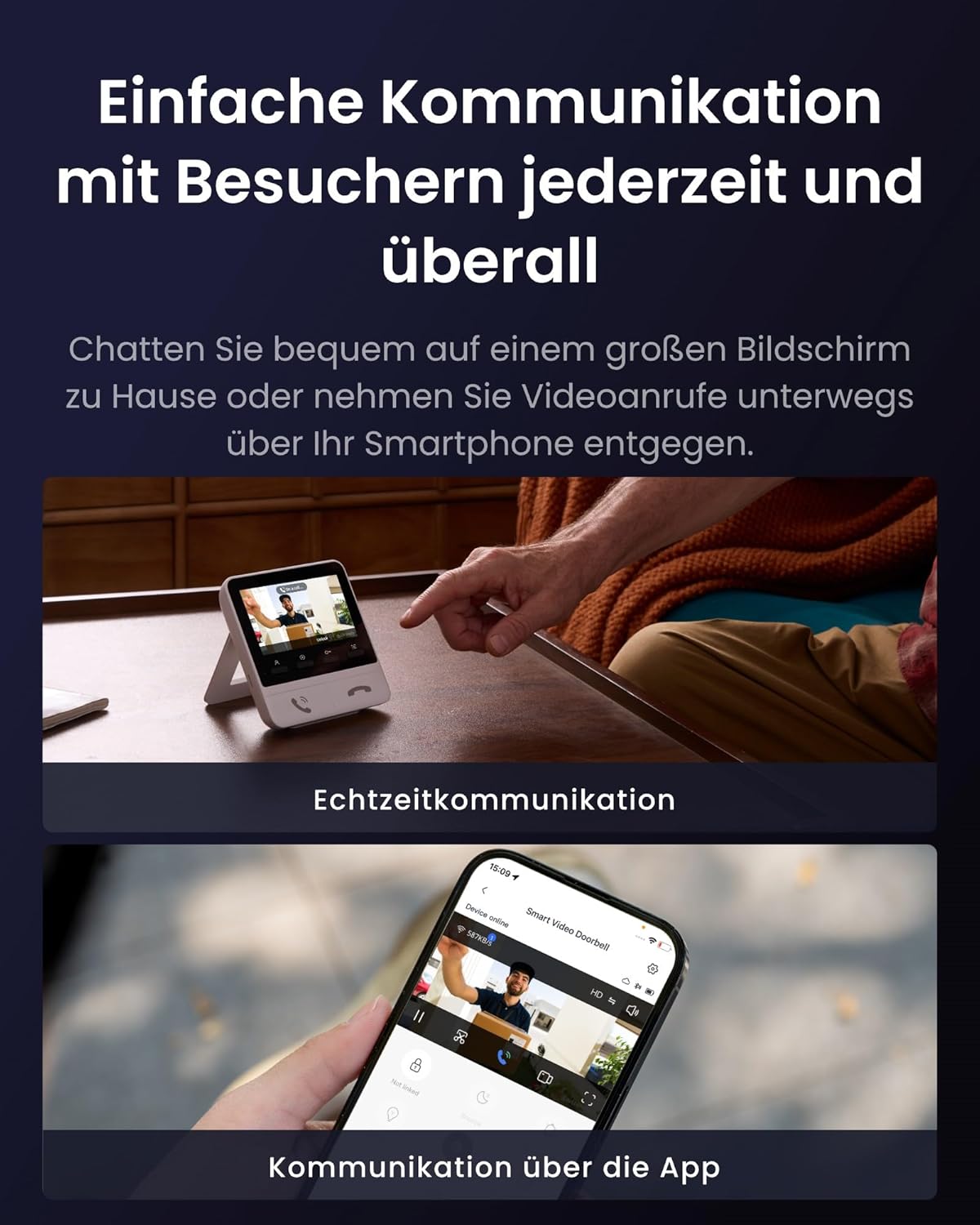 WLAN Türklingel mit Kamera und 2K Video, Modell W6802000, 2K Video Türklingel