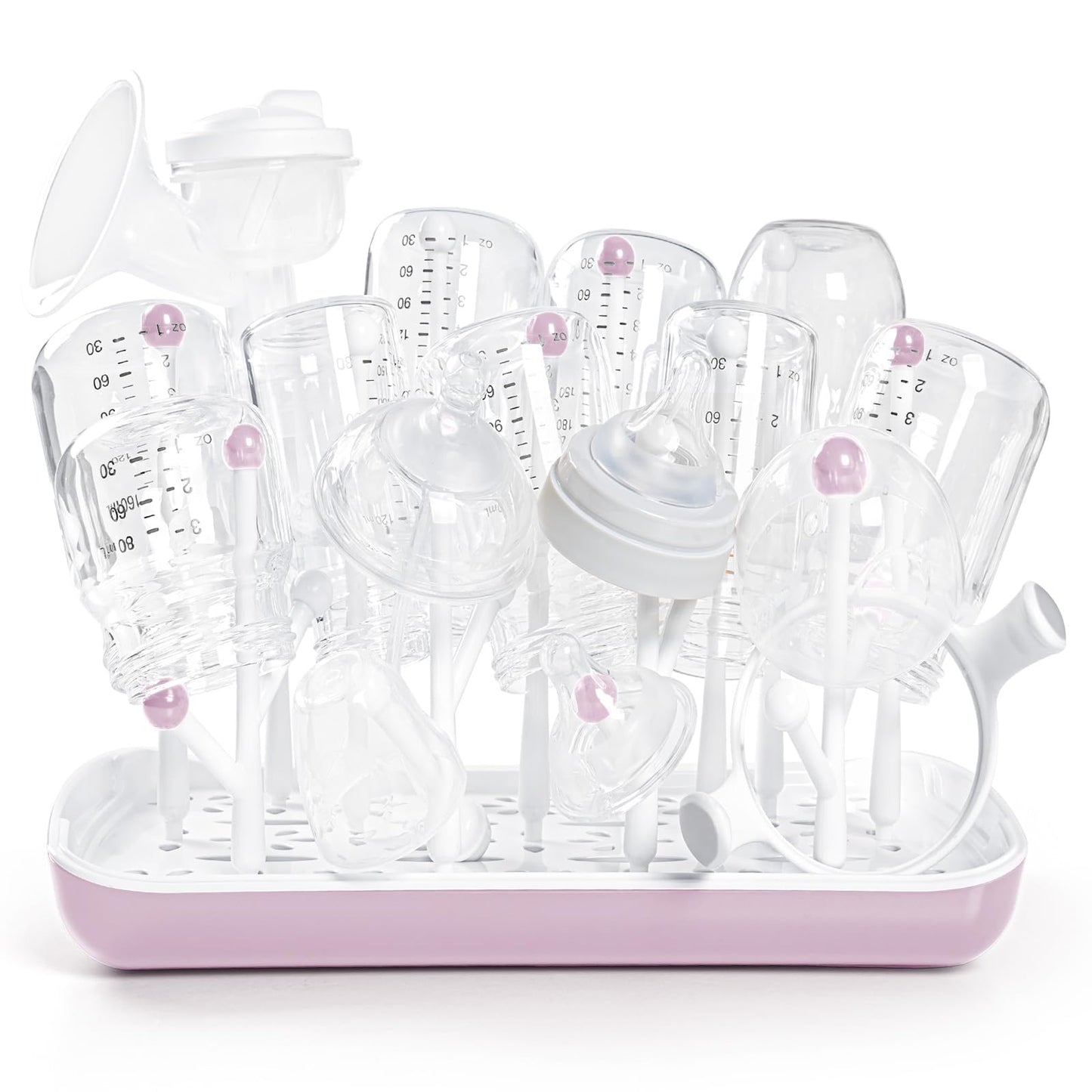 Trockenständer für Babyflaschen mit Abtropfschale, Rosa