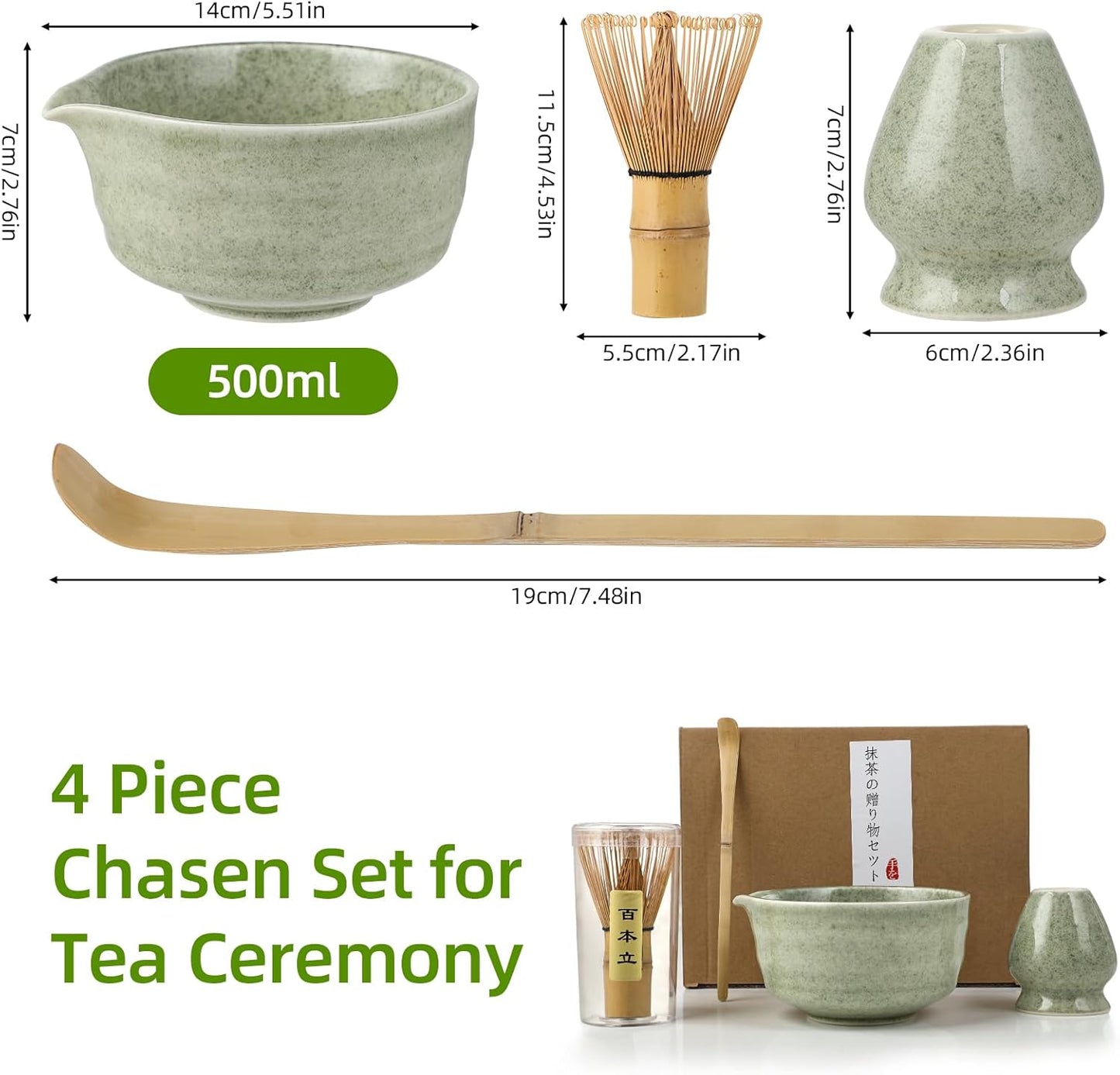 4-teiliges Matcha-Tee Set, Vert Menthe