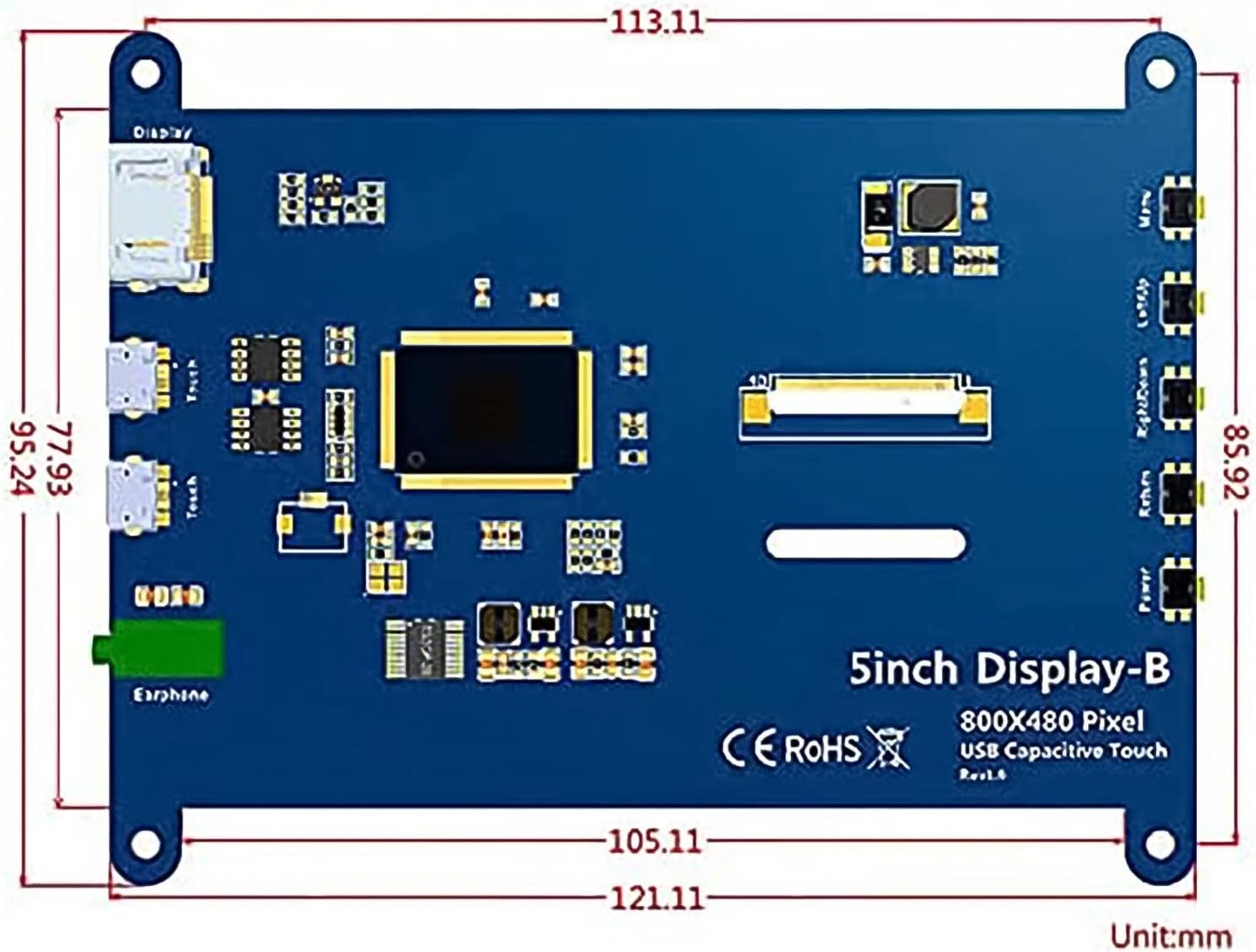 Mini-Monitor für Raspberry Pi RC050, Blau