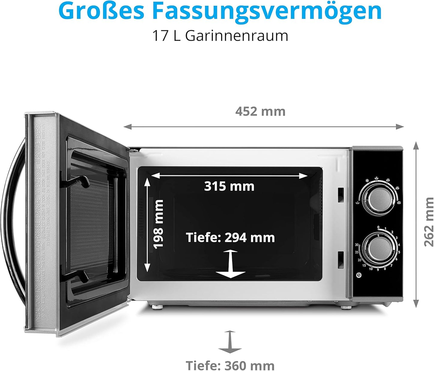 MD 15644 - Mikrowelle mit Auftaufunktion, Grau 17 Liter | 6 Leistungsstufen