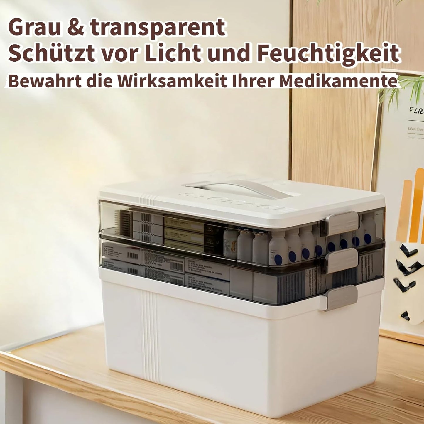 3-stöckige Medikamenten-Aufbewahrung